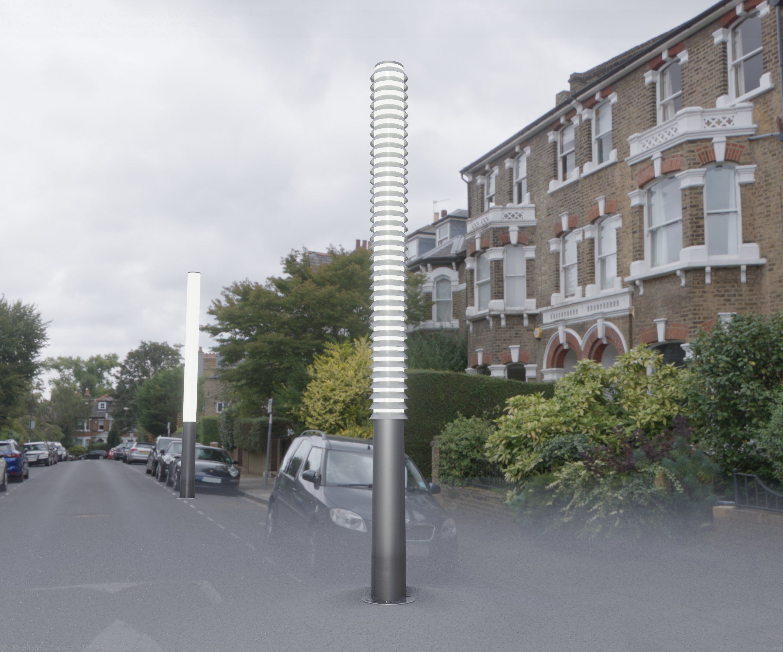 Low-Poly Basic Light Column 14 - Street Light Set-9 Low-poly 3D model_2