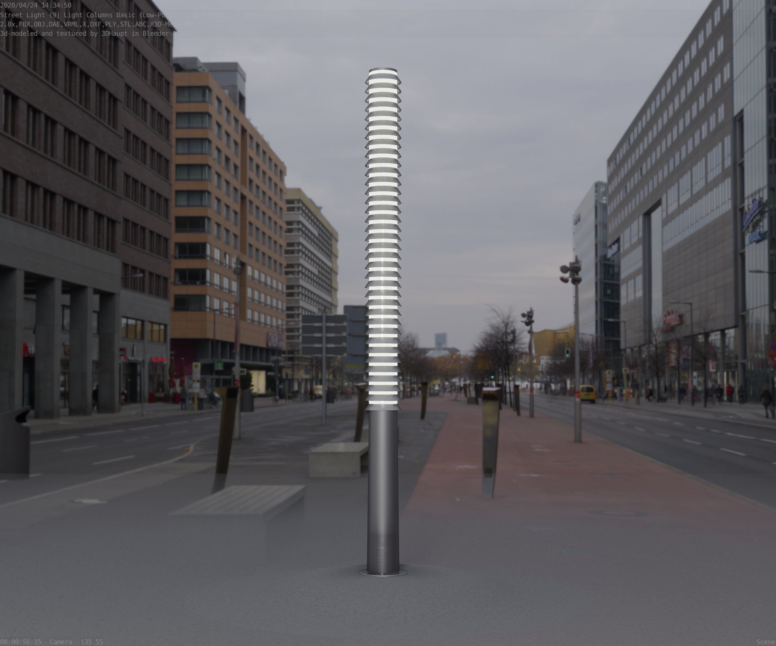 Low-Poly Basic Light Column 14 - Street Light Set-9 Low-poly 3D model_68