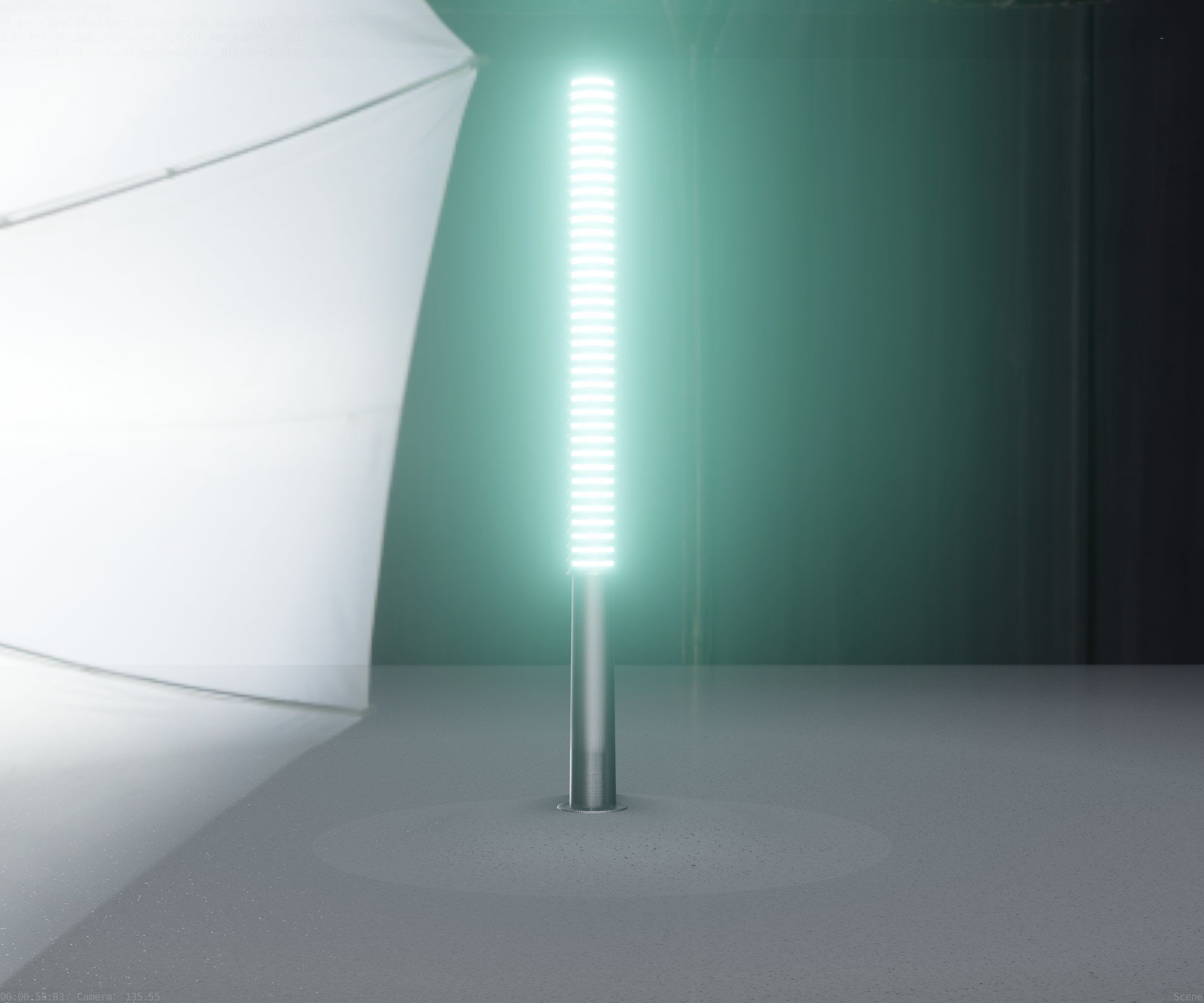 Low-Poly Basic Light Column 14 - Street Light Set-9 Low-poly 3D model_93