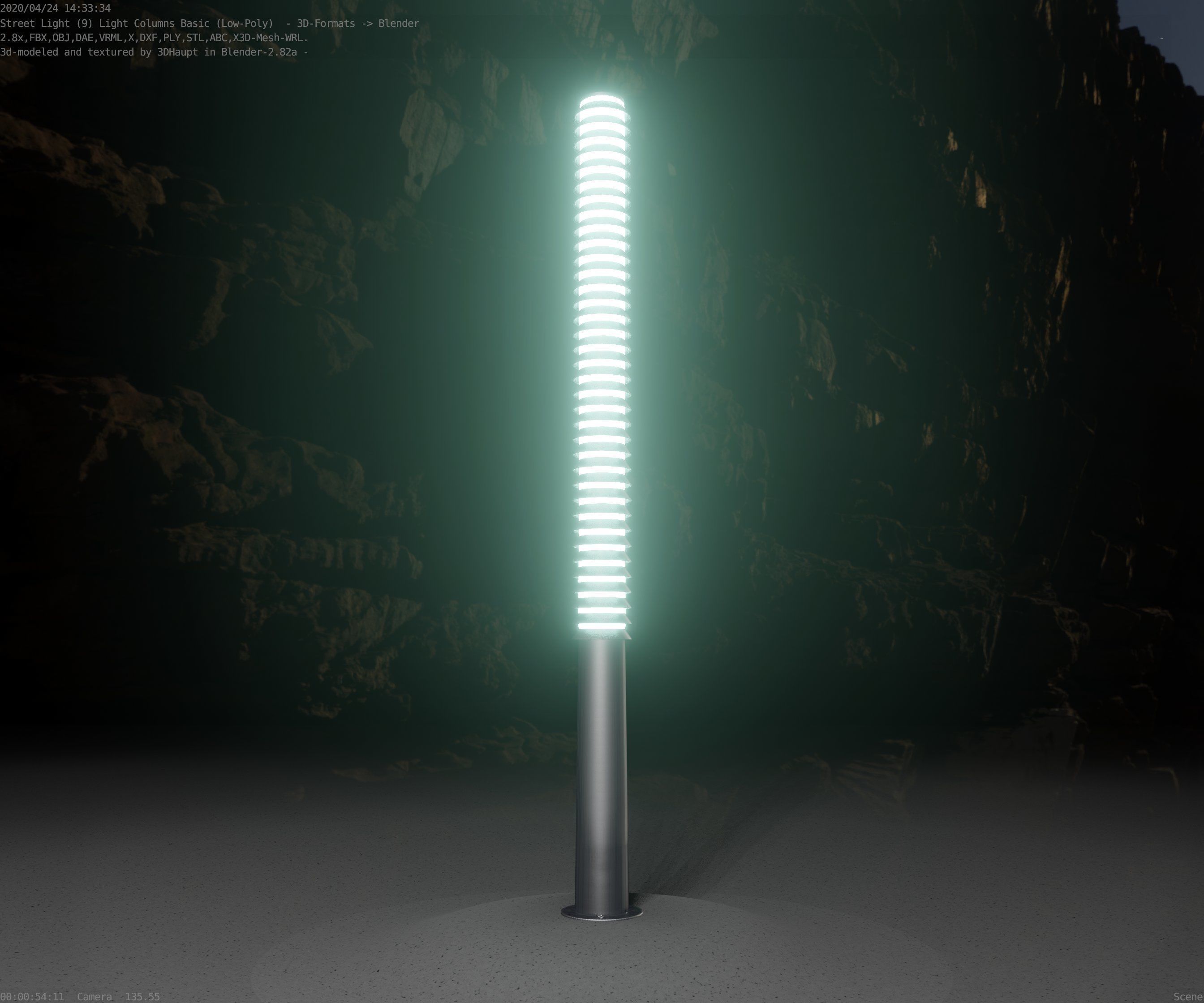 Low-Poly Basic Light Column 14 - Street Light Set-9 Low-poly 3D model_18