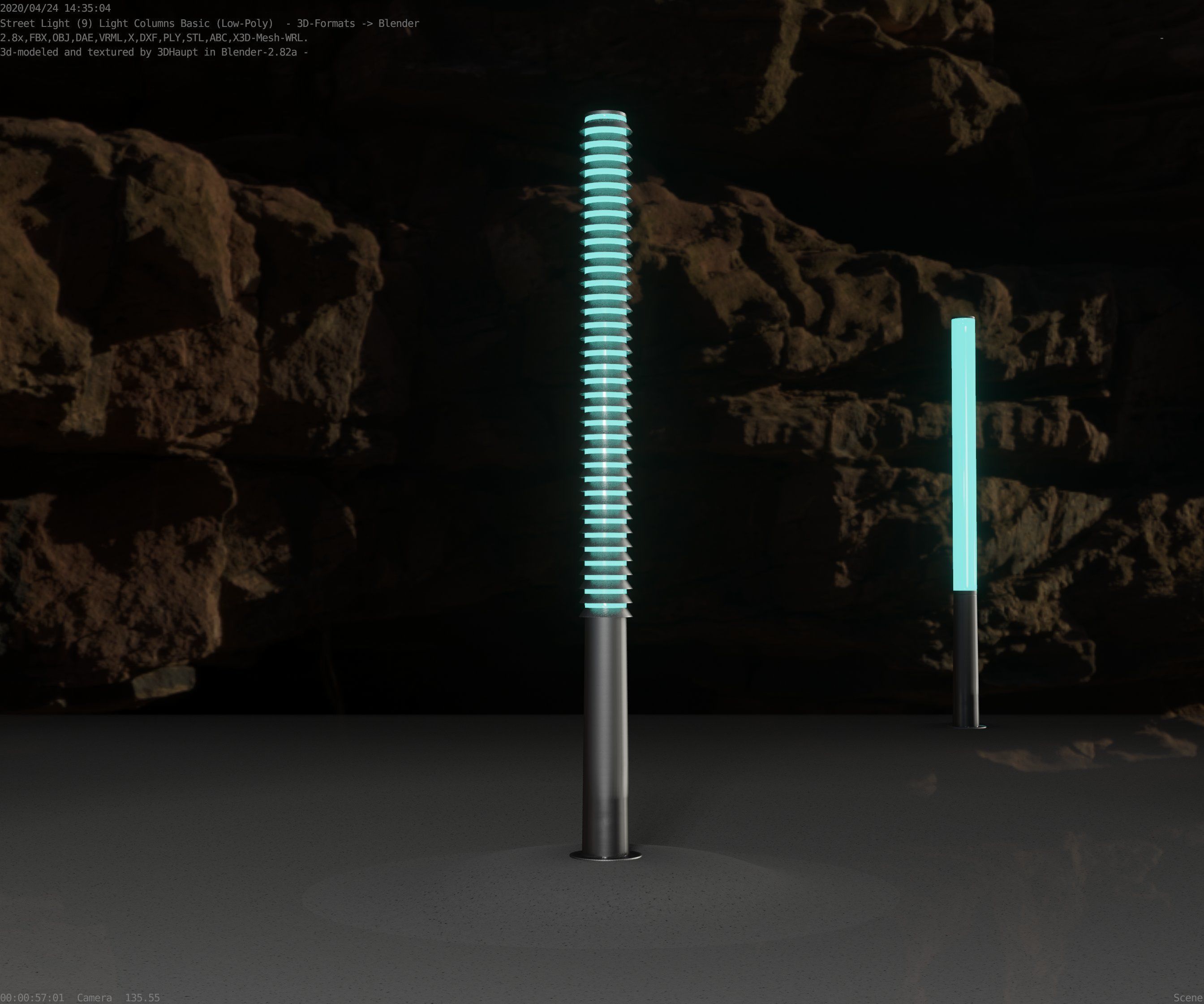 Low-Poly Basic Light Column 14 - Street Light Set-9 Low-poly 3D model_3