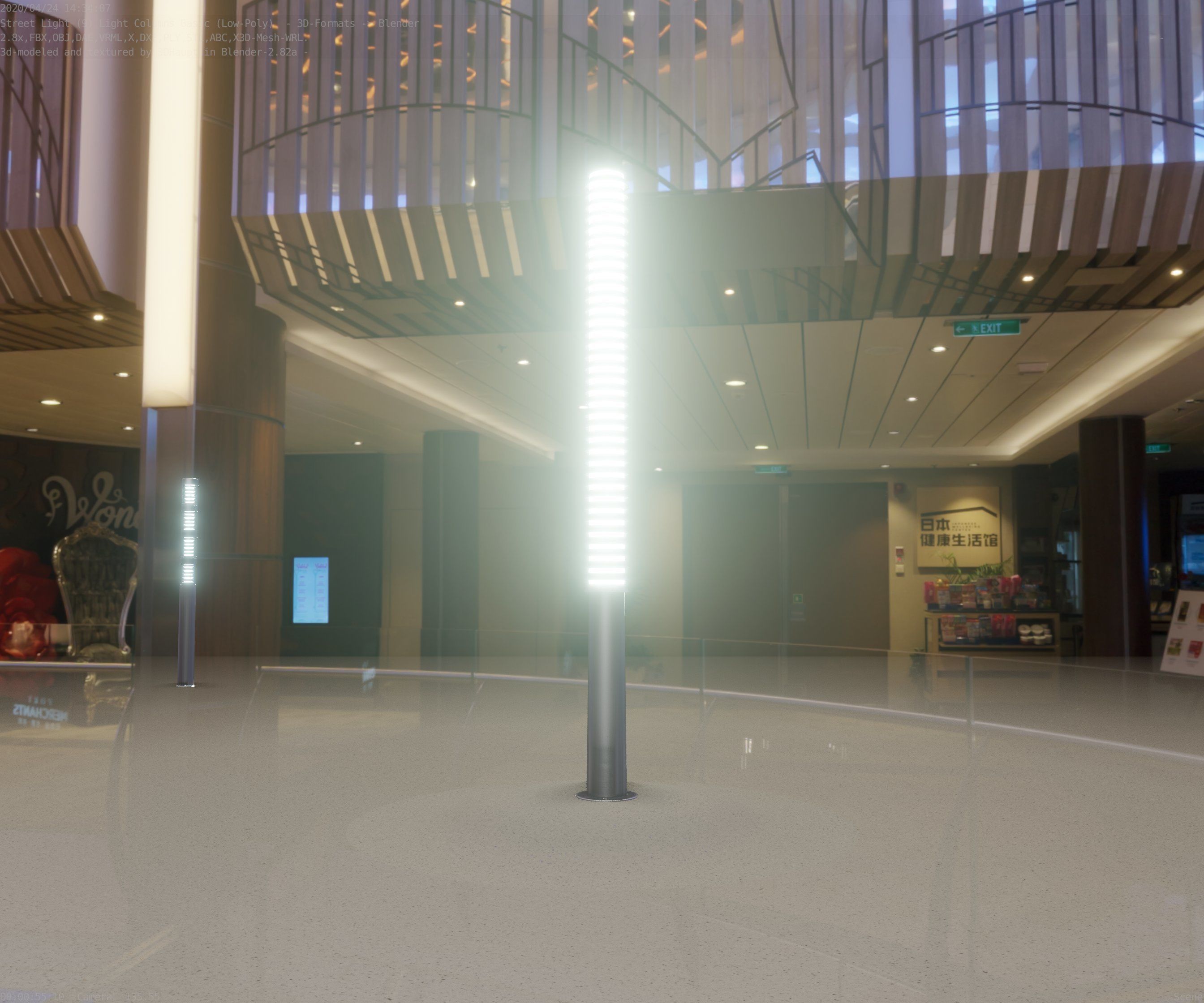 Low-Poly Basic Light Column 14 - Street Light Set-9 Low-poly 3D model_39