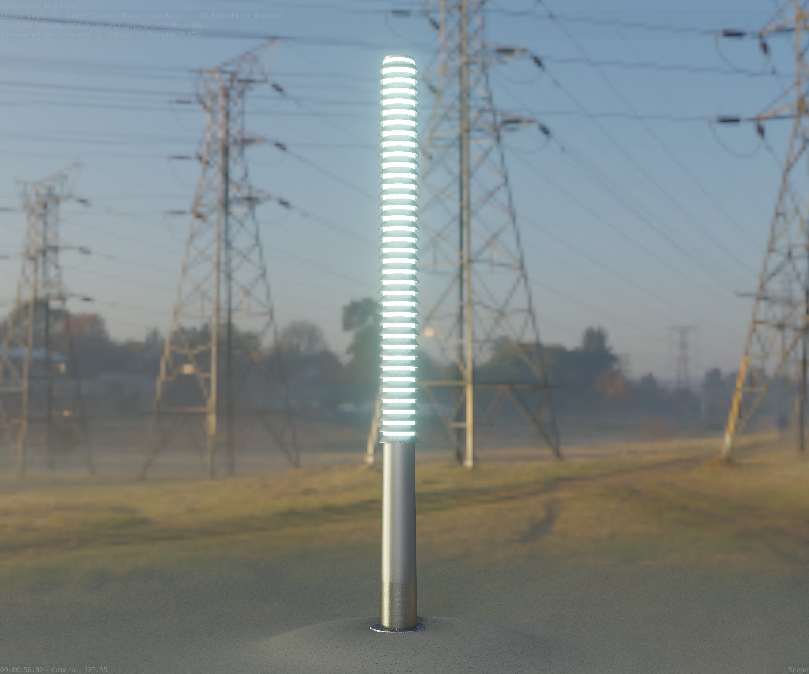 Low-Poly Basic Light Column 14 - Street Light Set-9 Low-poly 3D model_55