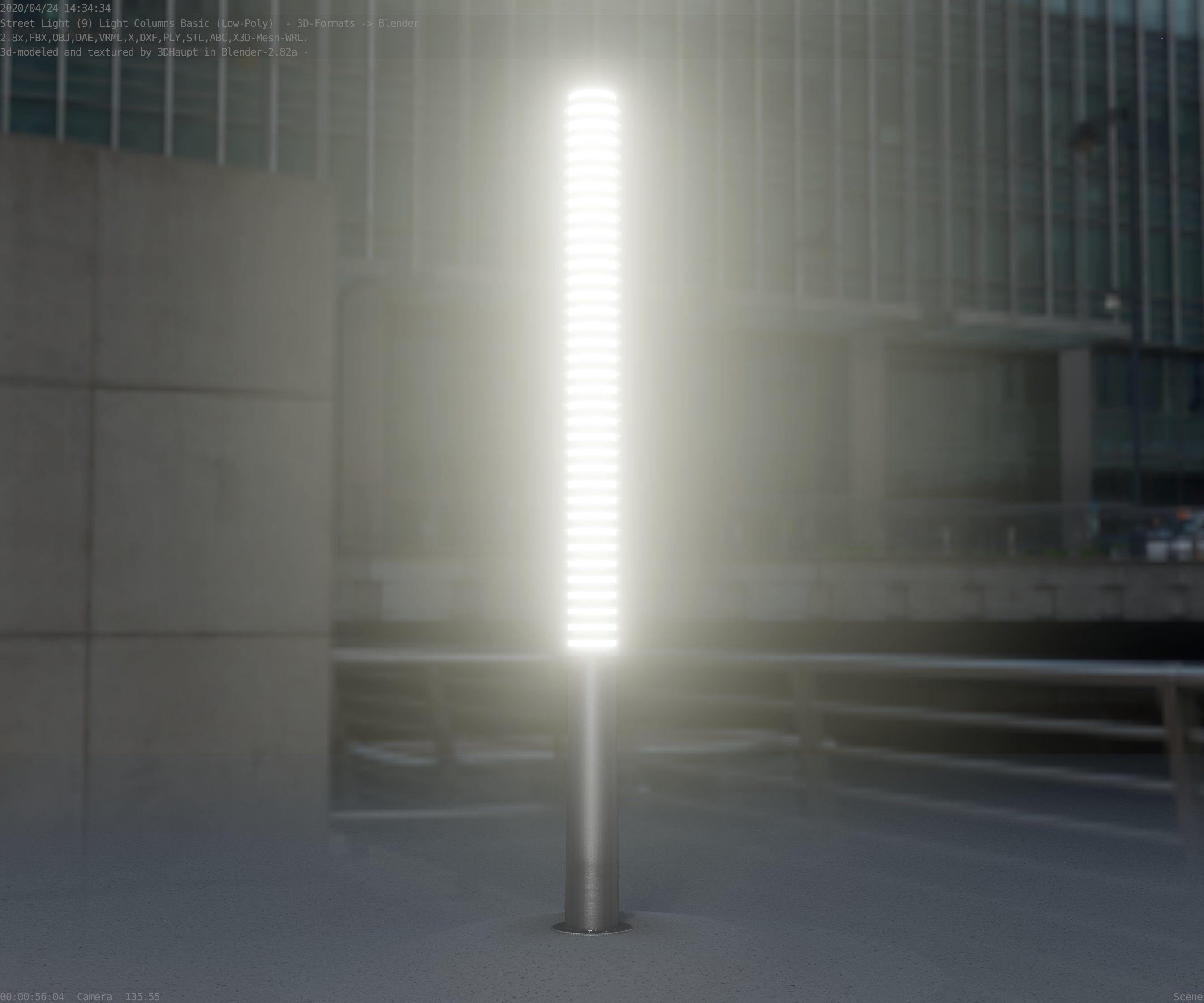 Low-Poly Basic Light Column 14 - Street Light Set-9 Low-poly 3D model_57