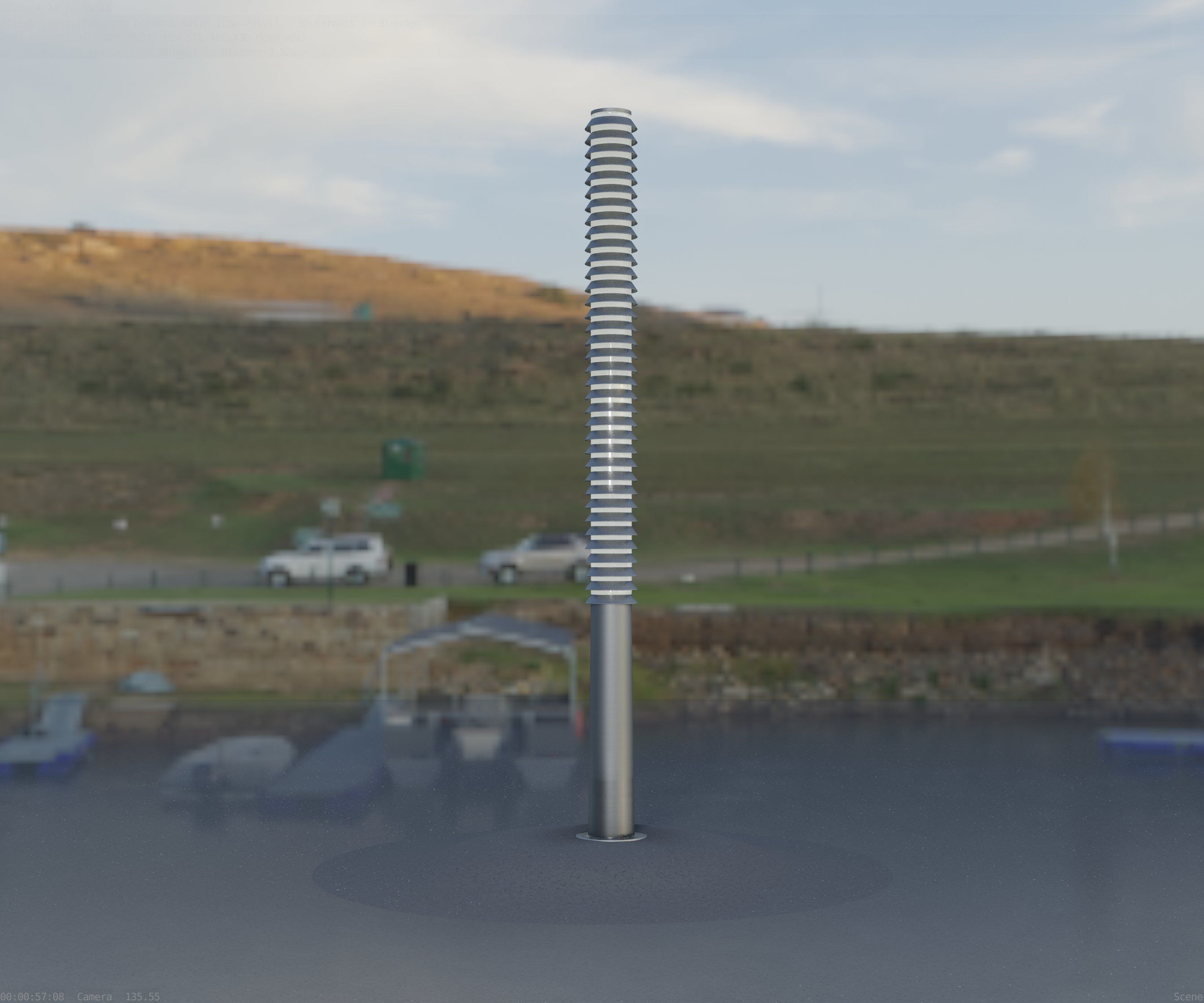 Low-Poly Basic Light Column 14 - Street Light Set-9 Low-poly 3D model_8