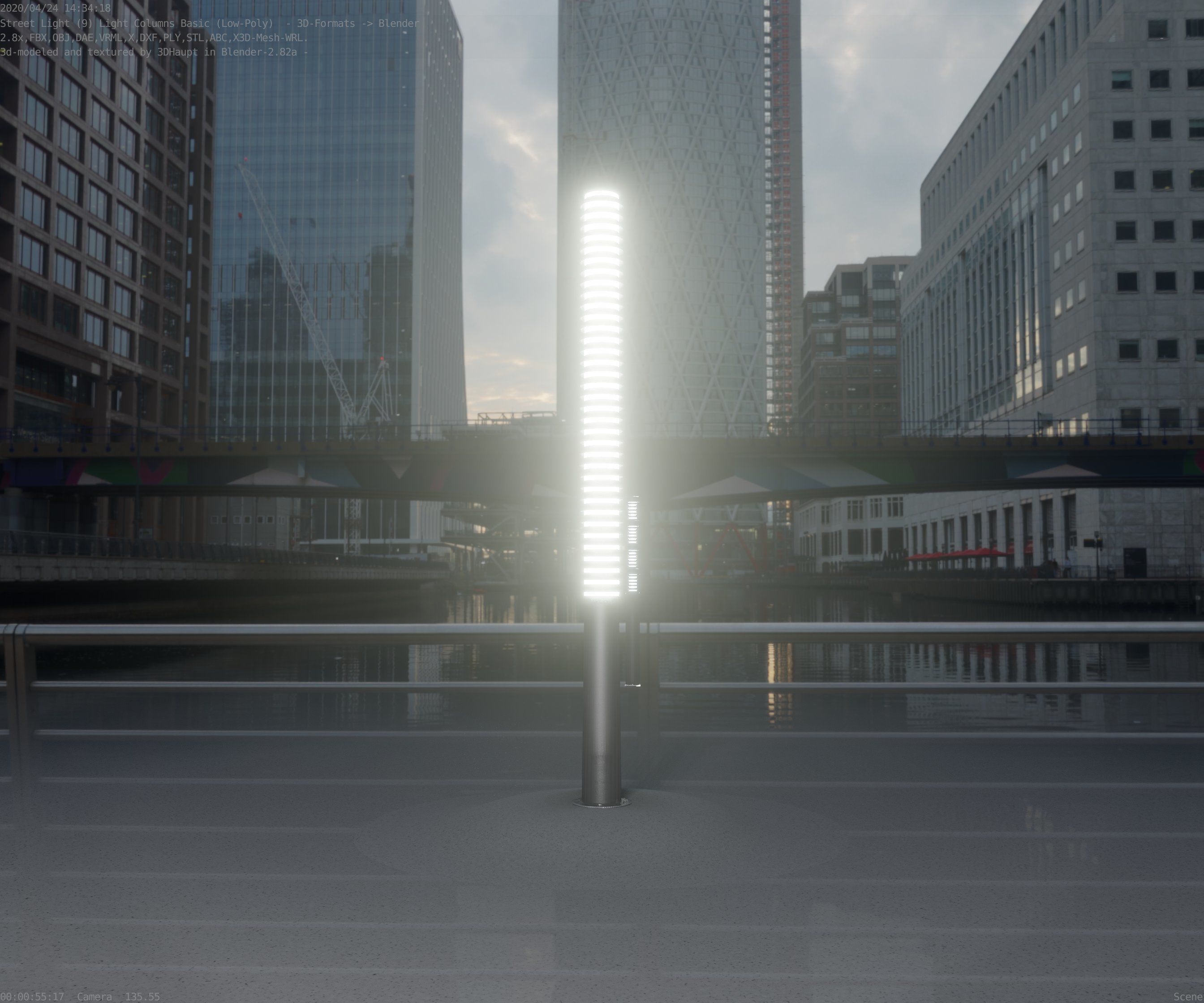 Low-Poly Basic Light Column 14 - Street Light Set-9 Low-poly 3D model_46