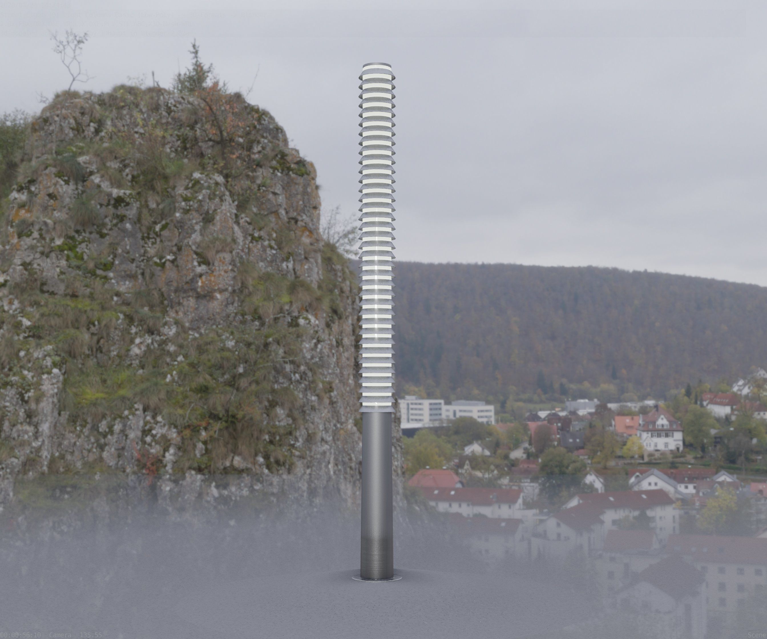 Low-Poly Basic Light Column 14 - Street Light Set-9 Low-poly 3D model_63