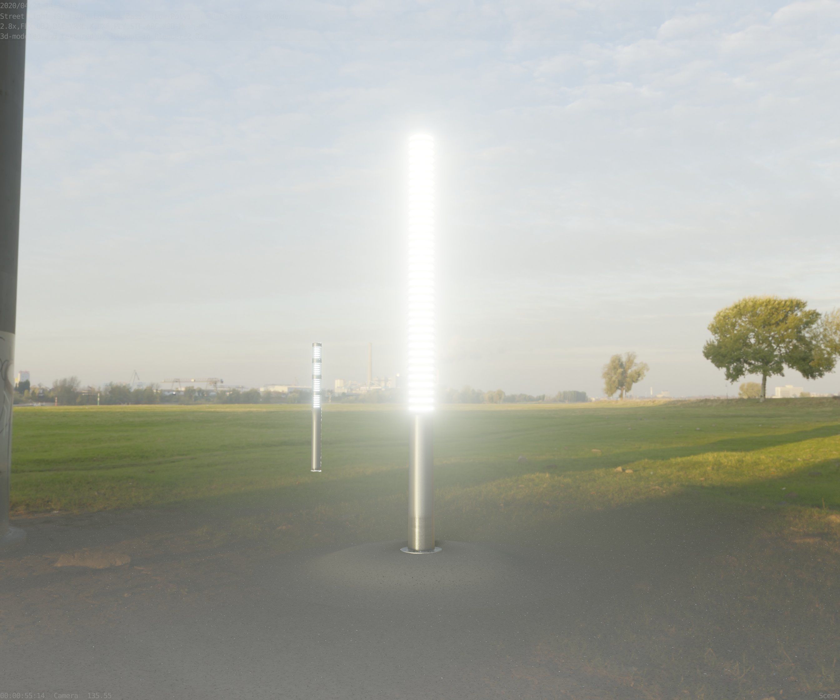 Low-Poly Basic Light Column 14 - Street Light Set-9 Low-poly 3D model_43