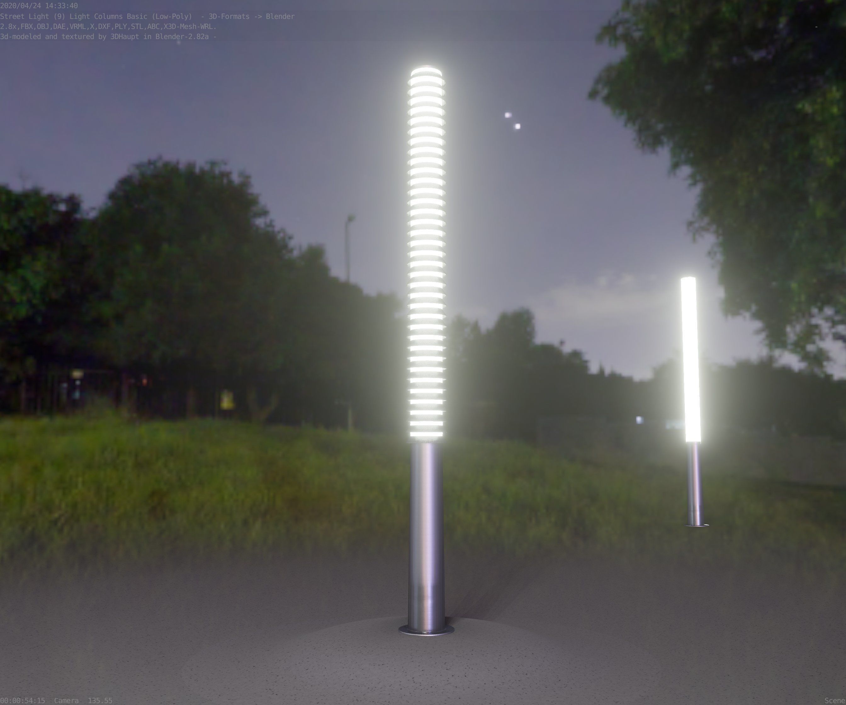 Low-Poly Basic Light Column 14 - Street Light Set-9 Low-poly 3D model_20