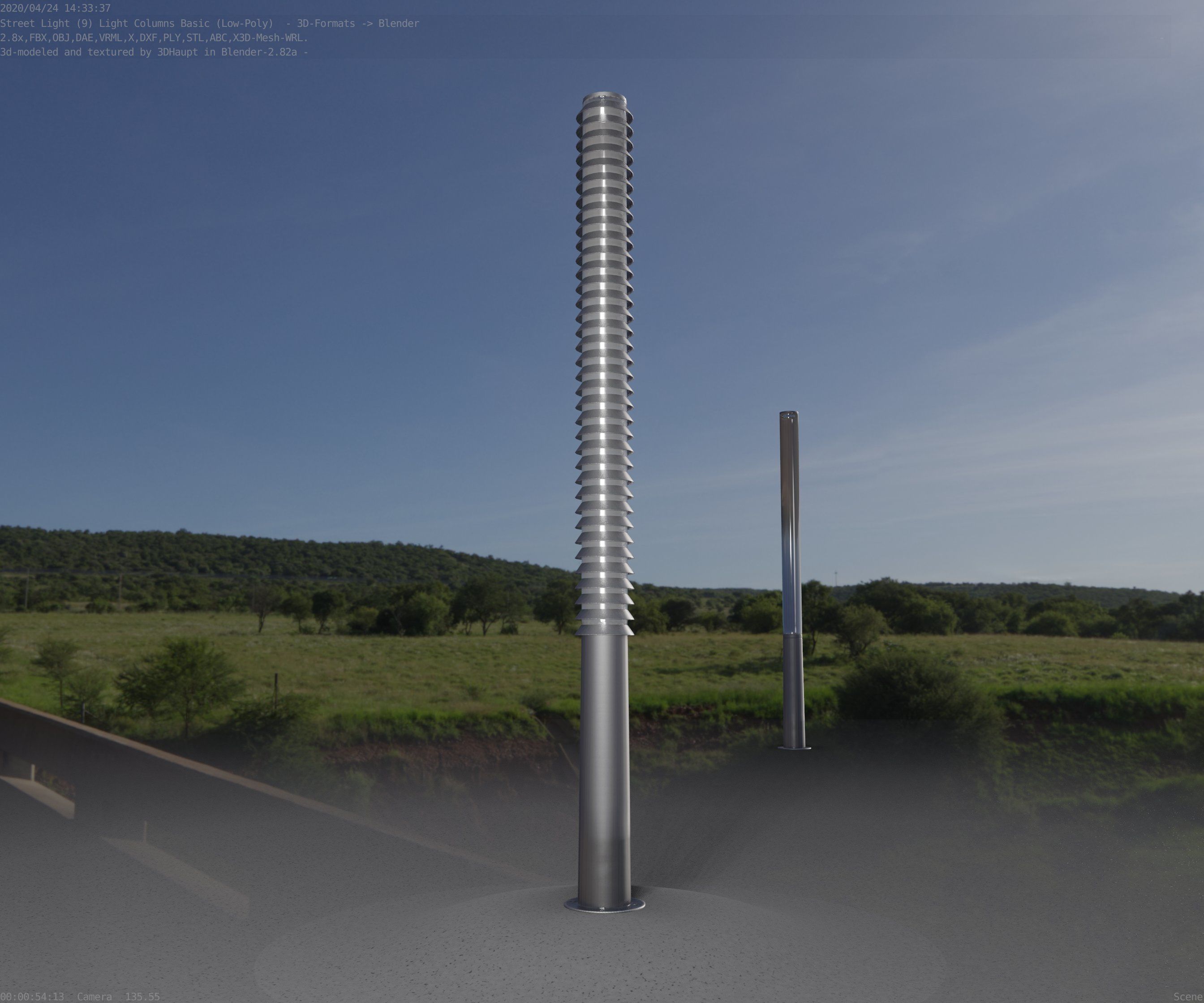 Low-Poly Basic Light Column 14 - Street Light Set-9 Low-poly 3D model_10