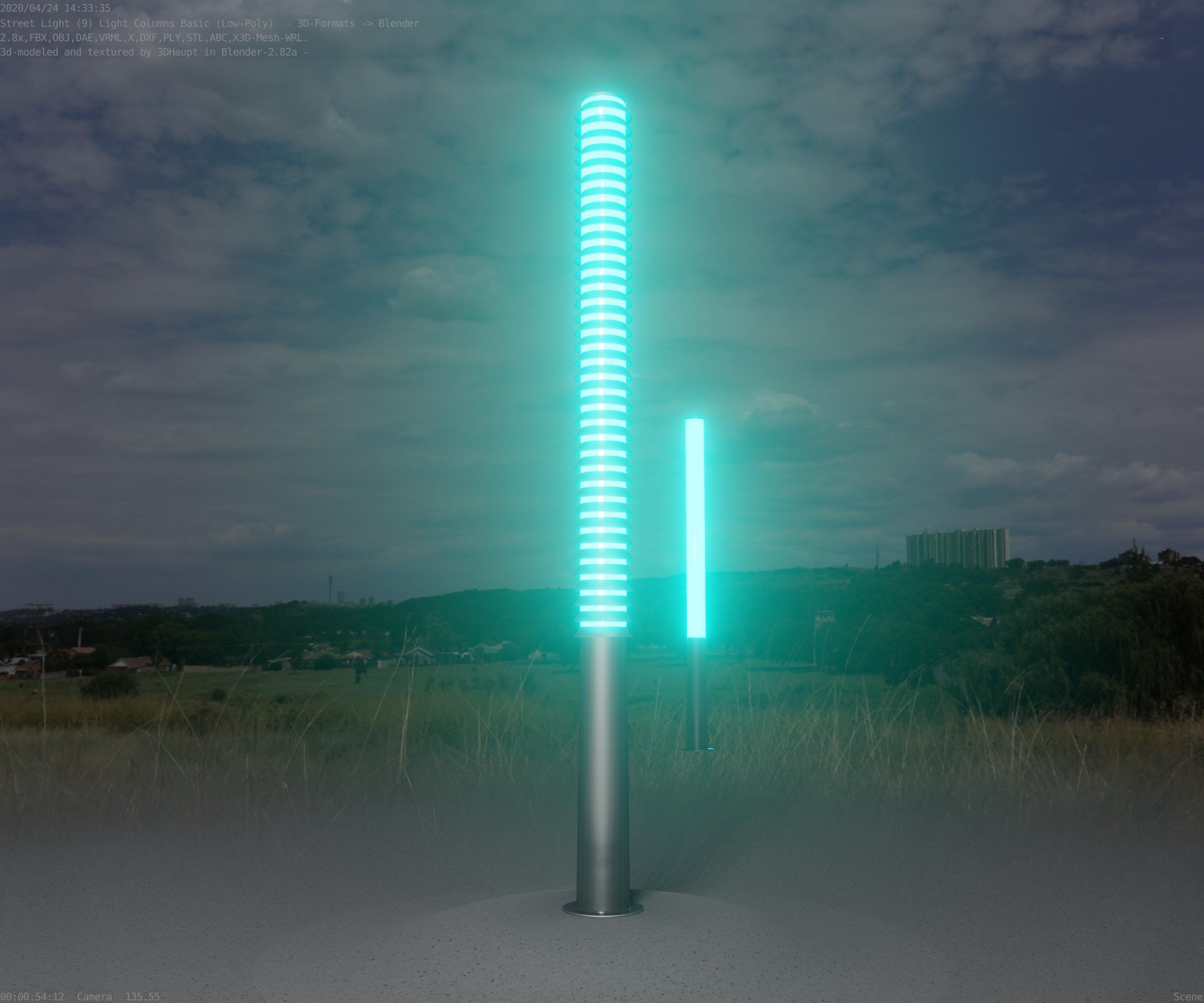 Low-Poly Basic Light Column 14 - Street Light Set-9 Low-poly 3D model_19