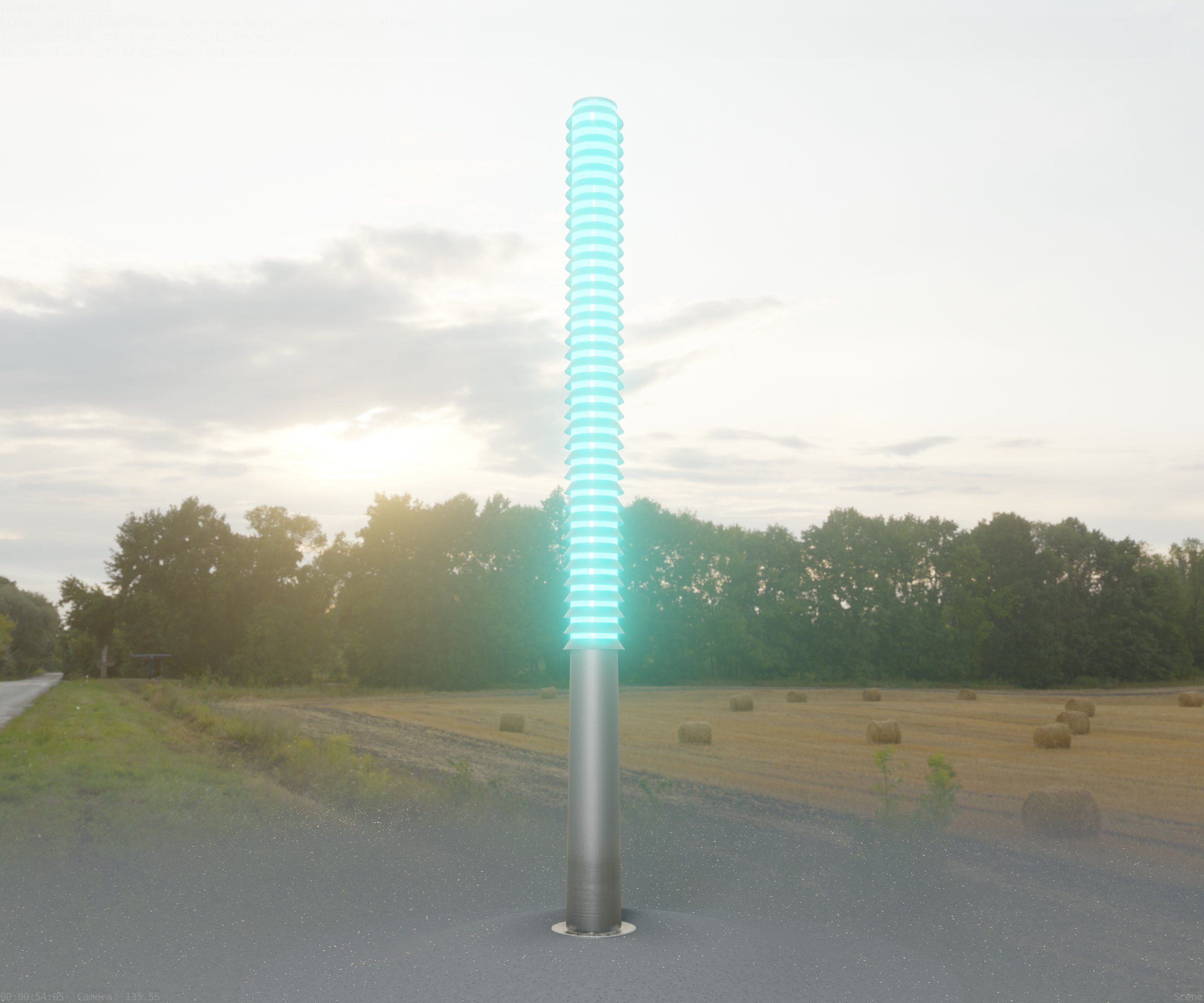 Low-Poly Basic Light Column 14 - Street Light Set-9 Low-poly 3D model_13