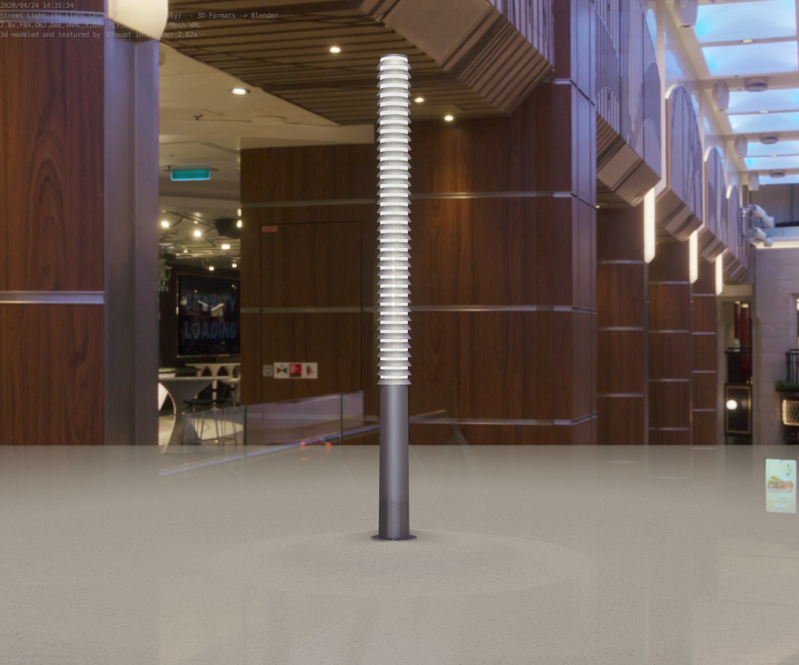 Low-Poly Basic Light Column 14 - Street Light Set-9 Low-poly 3D model_90