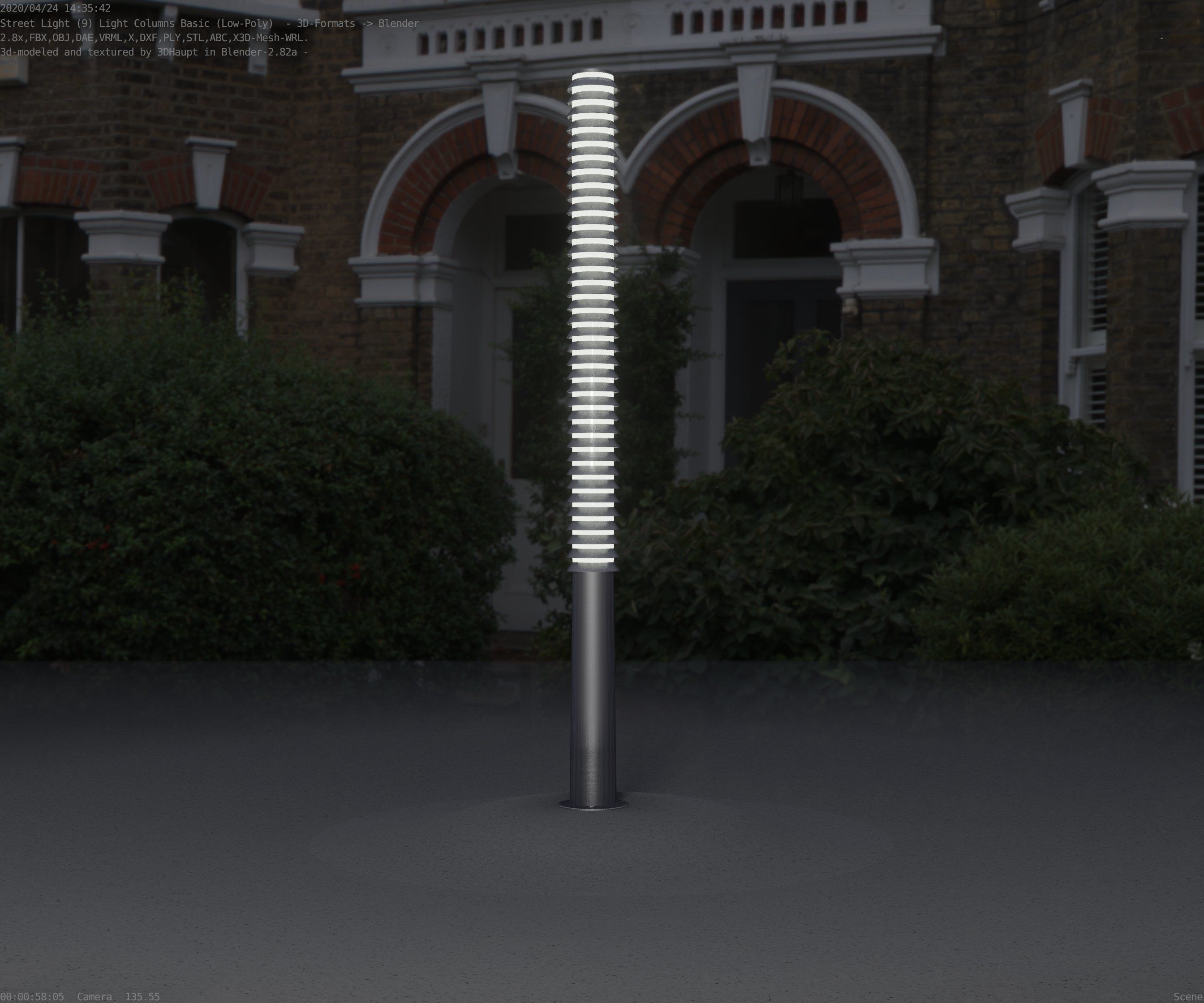 Low-Poly Basic Light Column 14 - Street Light Set-9 Low-poly 3D model_95