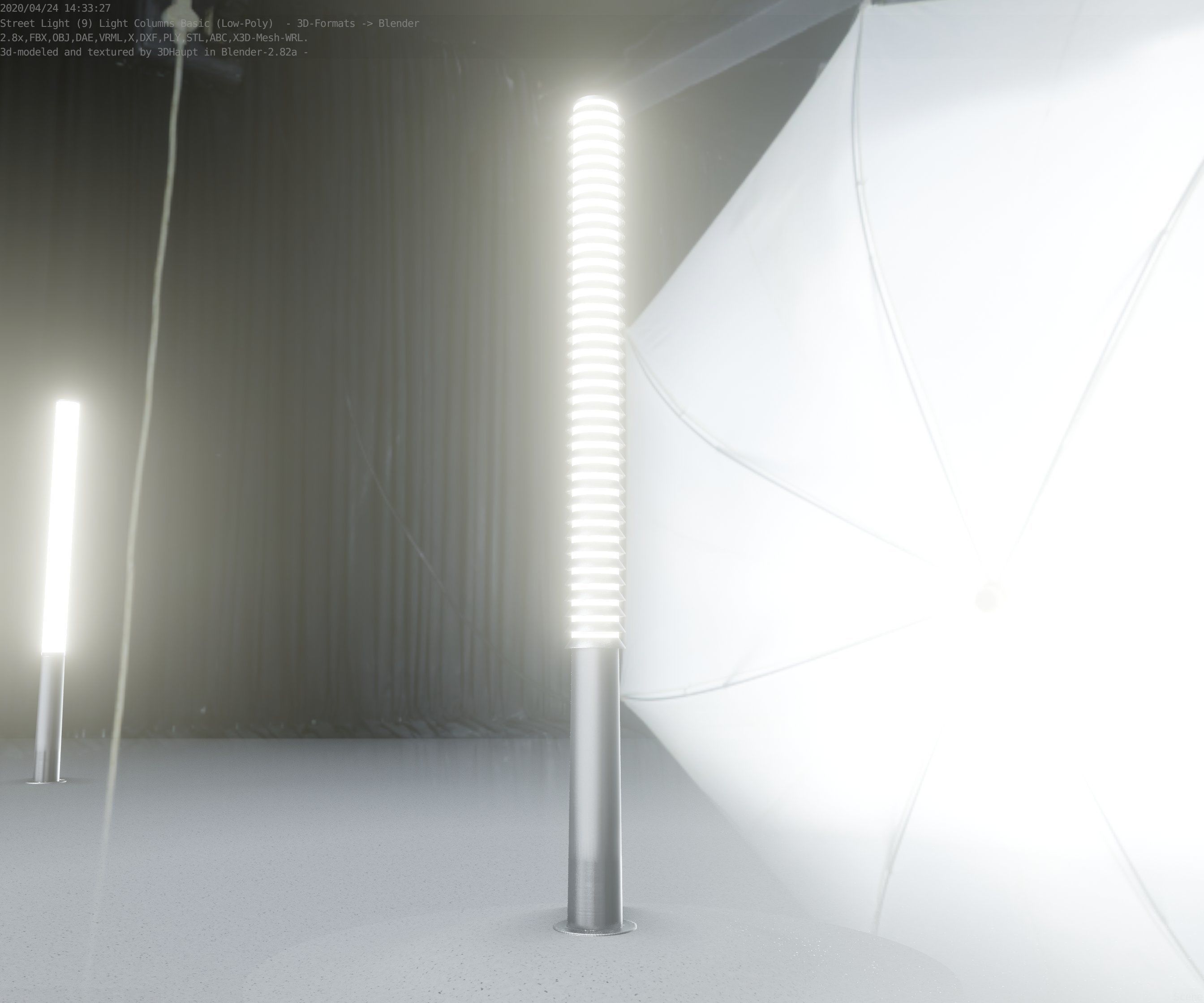 Low-Poly Basic Light Column 14 - Street Light Set-9 Low-poly 3D model_14