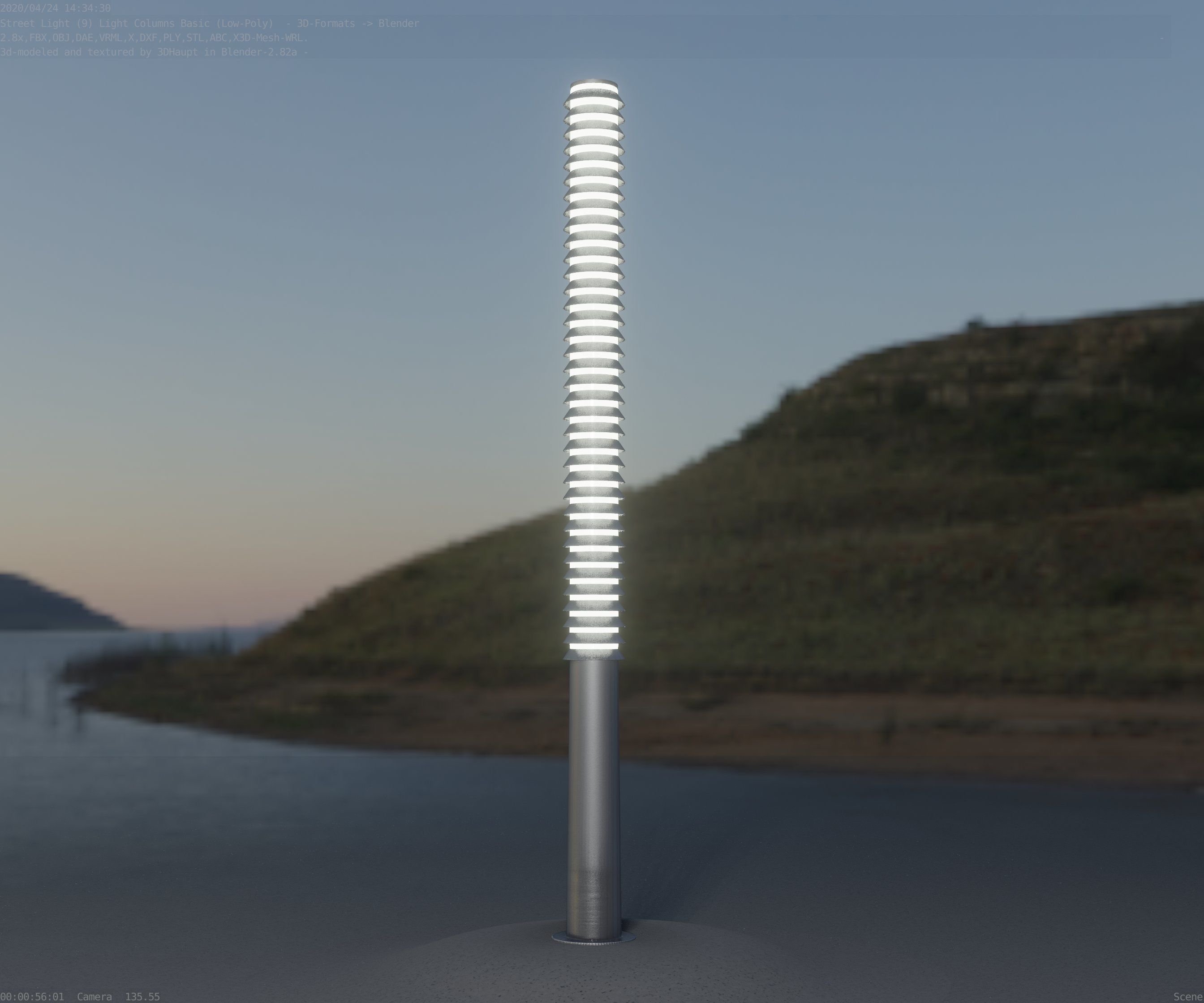 Low-Poly Basic Light Column 14 - Street Light Set-9 Low-poly 3D model_54