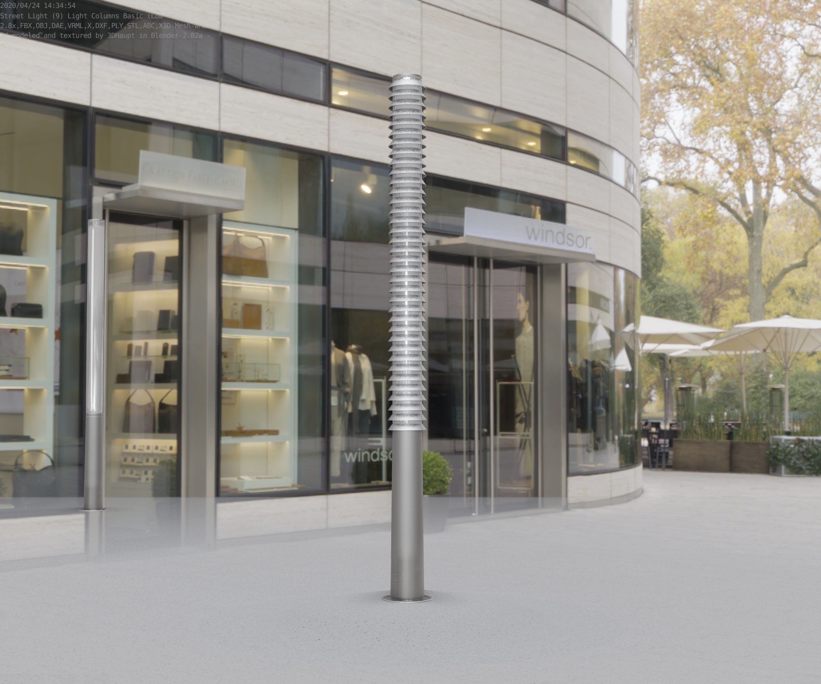 Low-Poly Basic Light Column 14 - Street Light Set-9 Low-poly 3D model_71