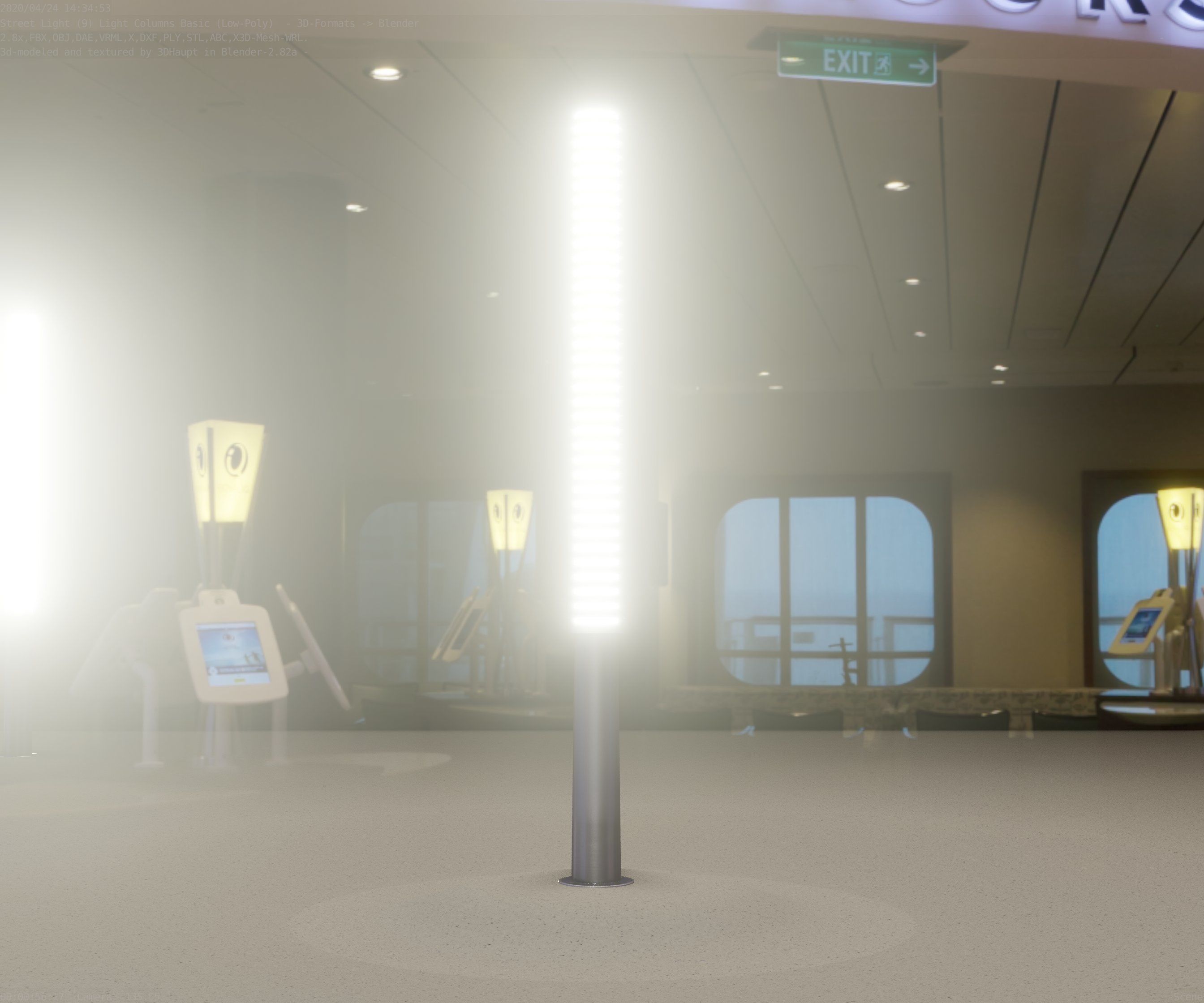 Low-Poly Basic Light Column 14 - Street Light Set-9 Low-poly 3D model_70