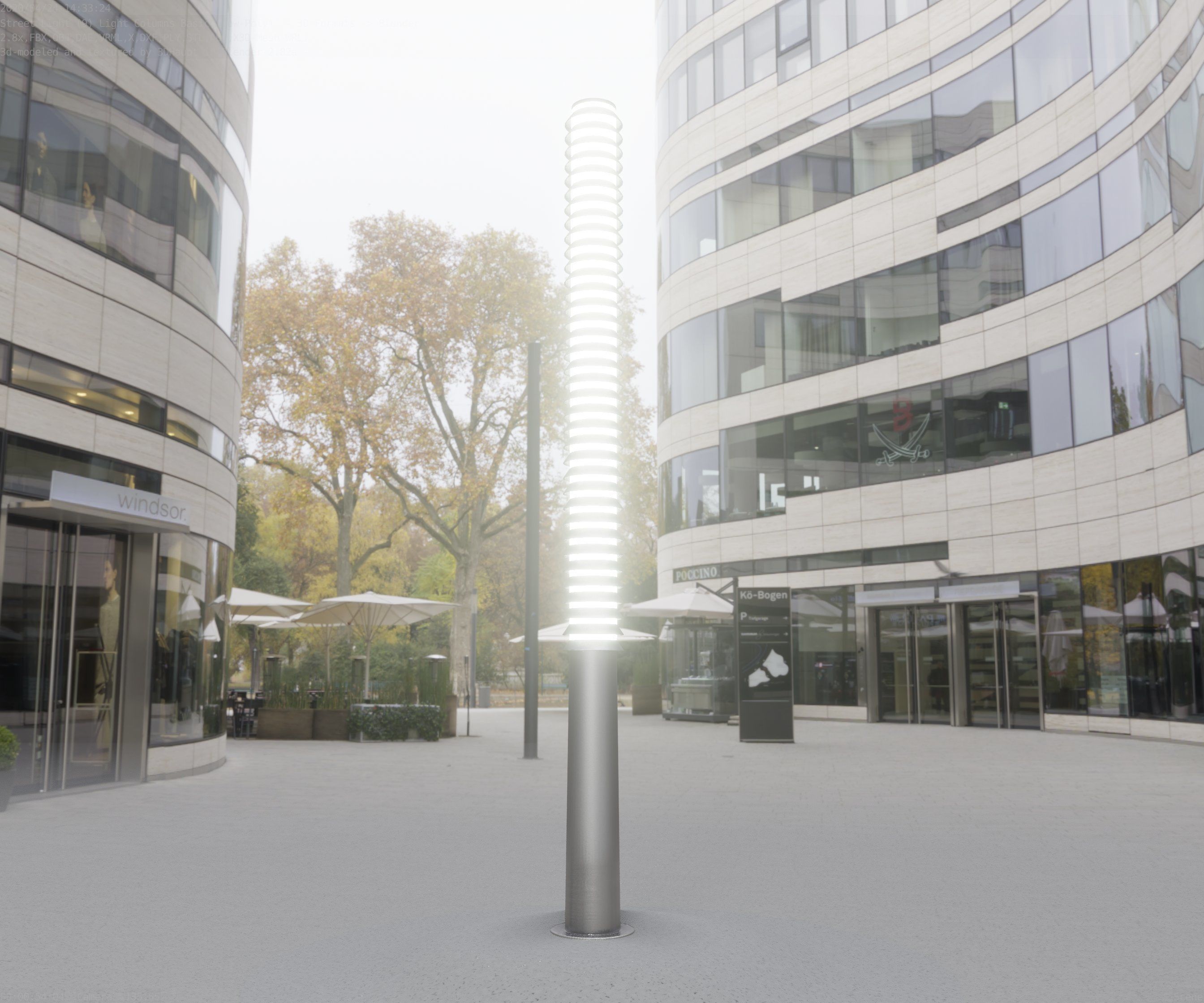 Low-Poly Basic Light Column 14 - Street Light Set-9 Low-poly 3D model_12