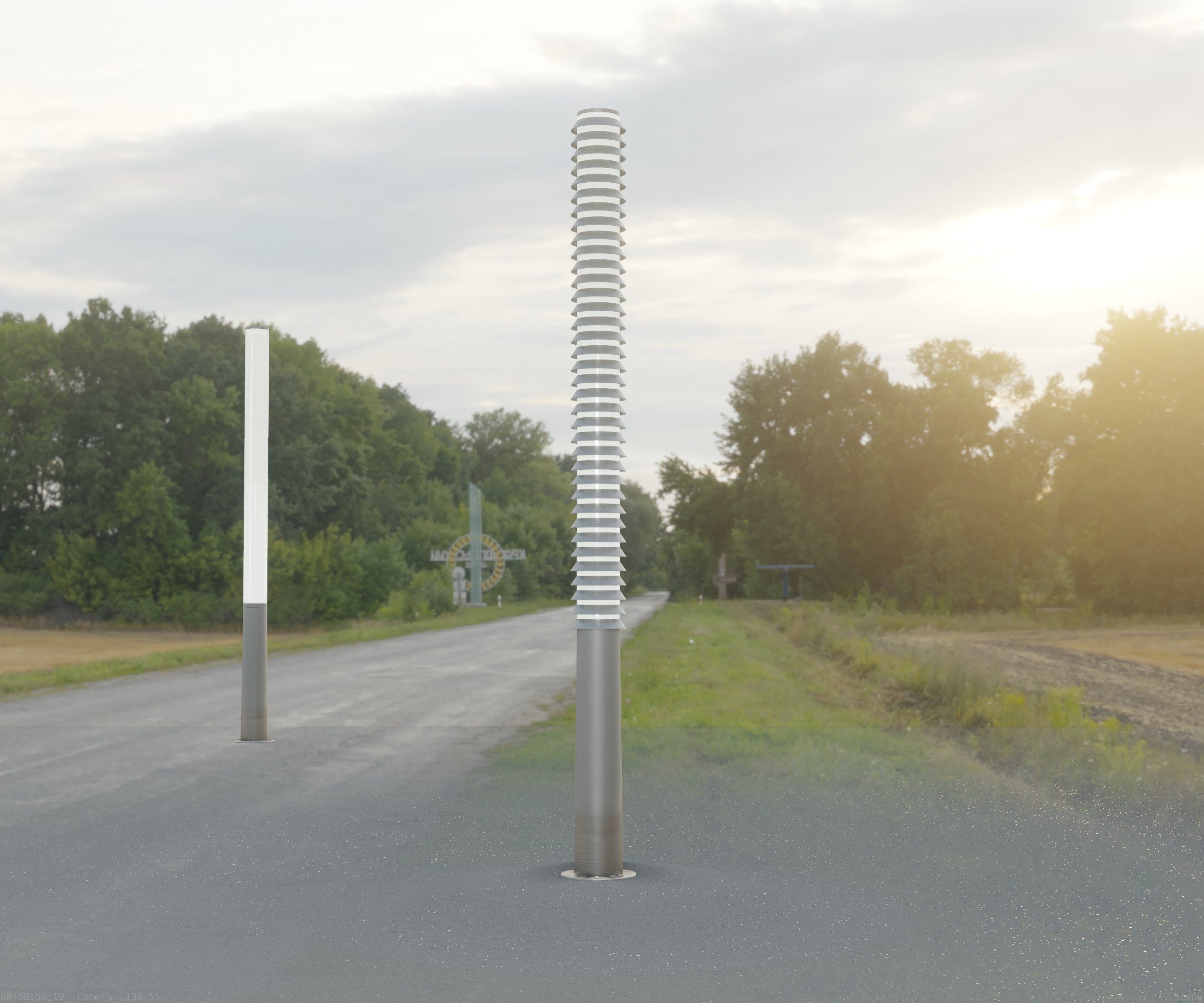 Low-Poly Basic Light Column 14 - Street Light Set-9 Low-poly 3D model_72