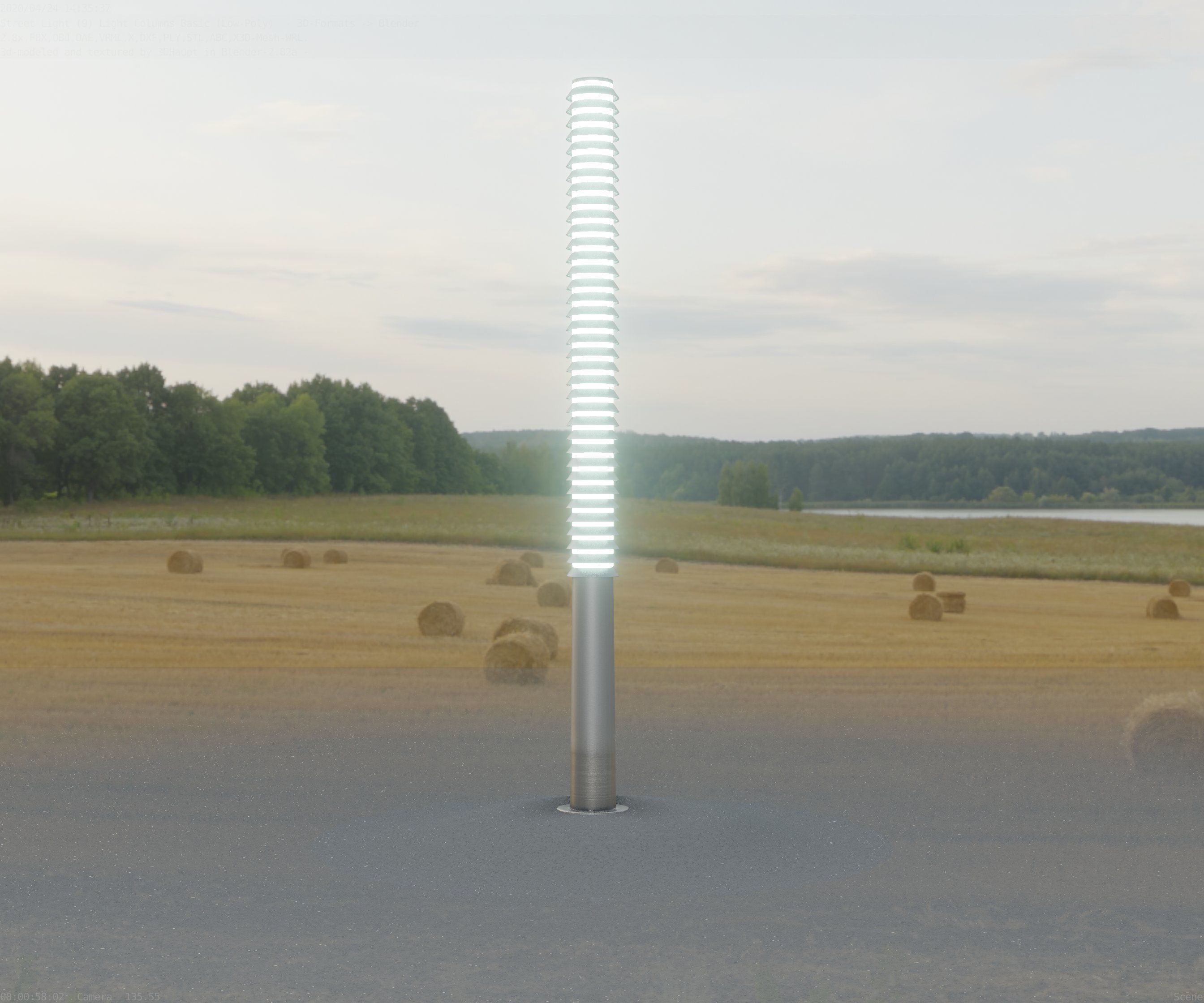 Low-Poly Basic Light Column 14 - Street Light Set-9 Low-poly 3D model_92