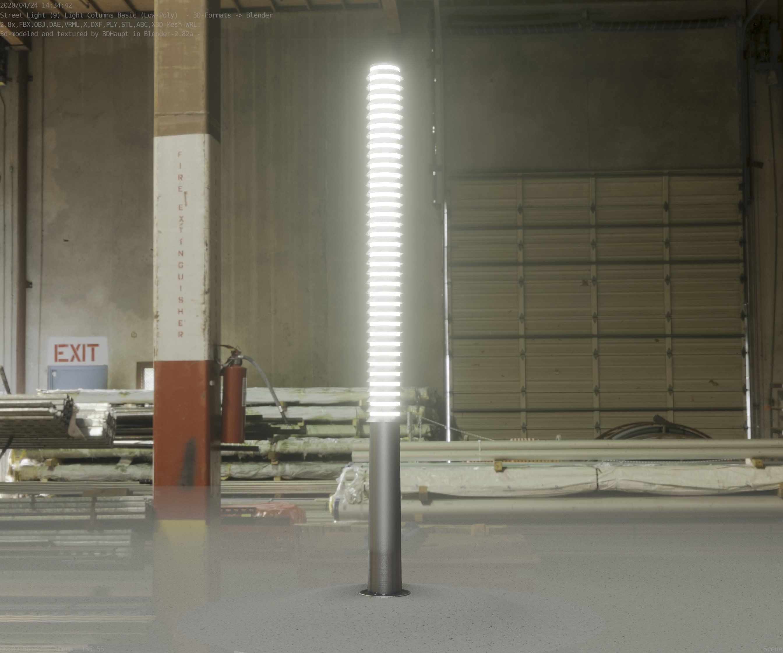 Low-Poly Basic Light Column 14 - Street Light Set-9 Low-poly 3D model_62