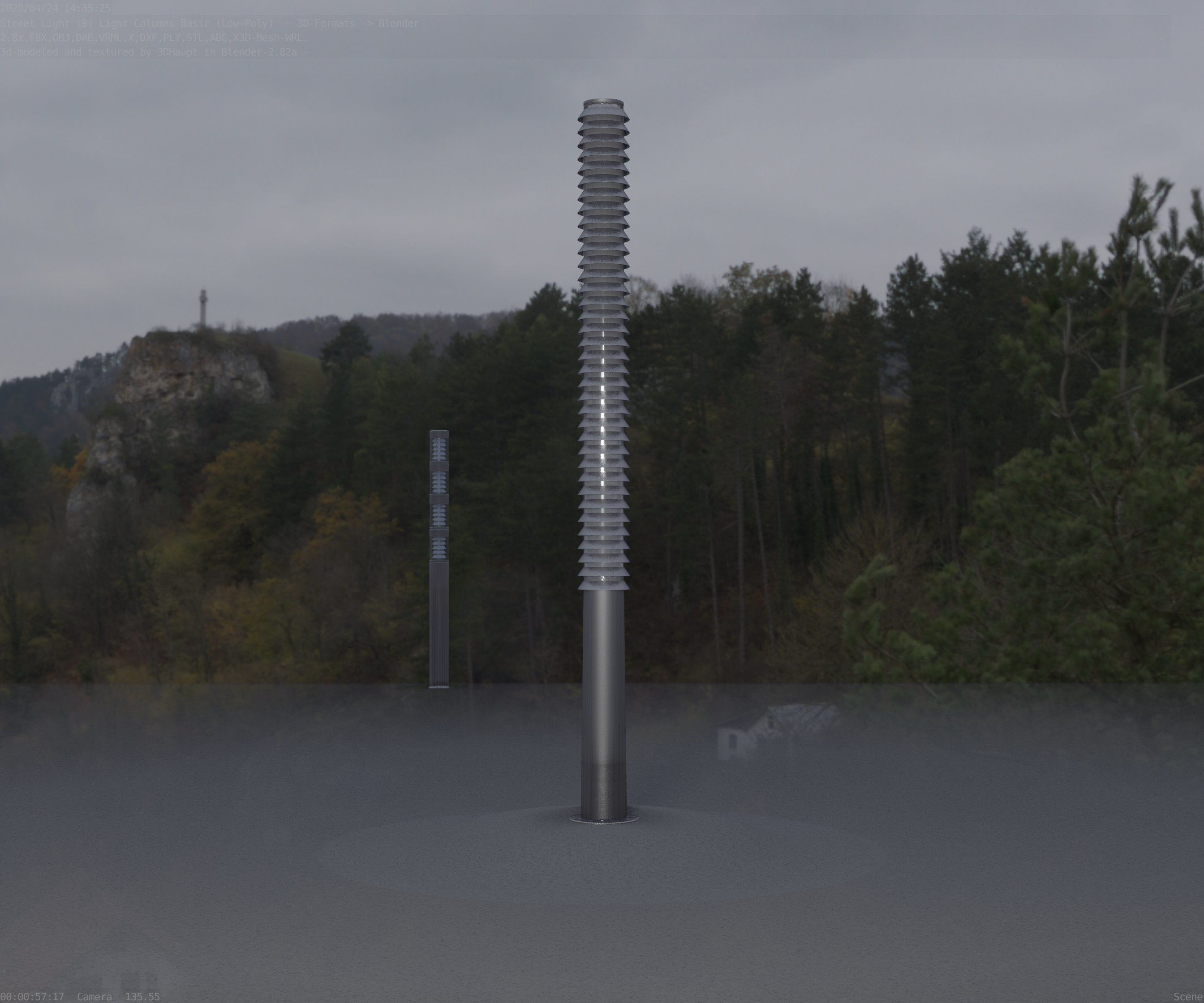 Low-Poly Basic Light Column 14 - Street Light Set-9 Low-poly 3D model_84