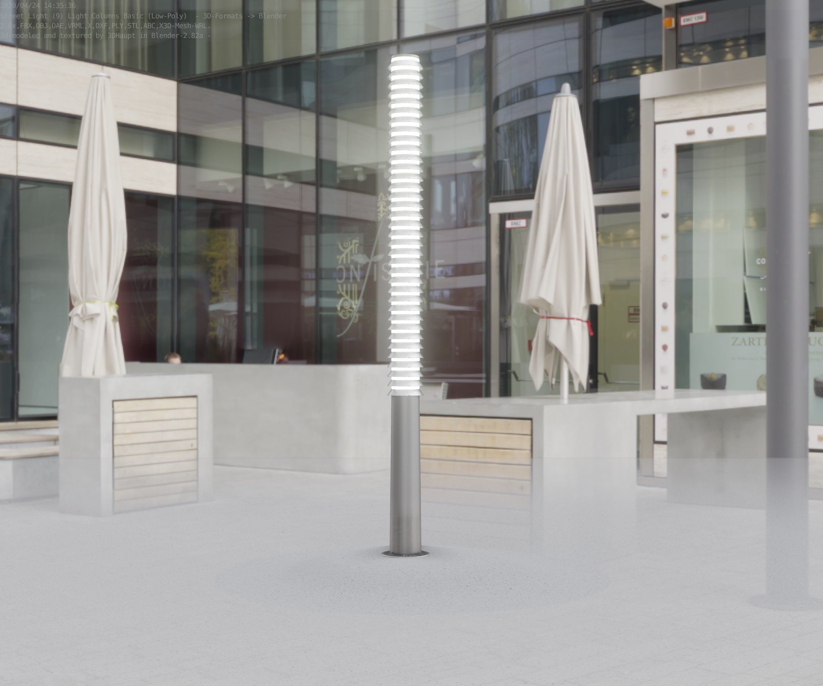 Low-Poly Basic Light Column 14 - Street Light Set-9 Low-poly 3D model_91