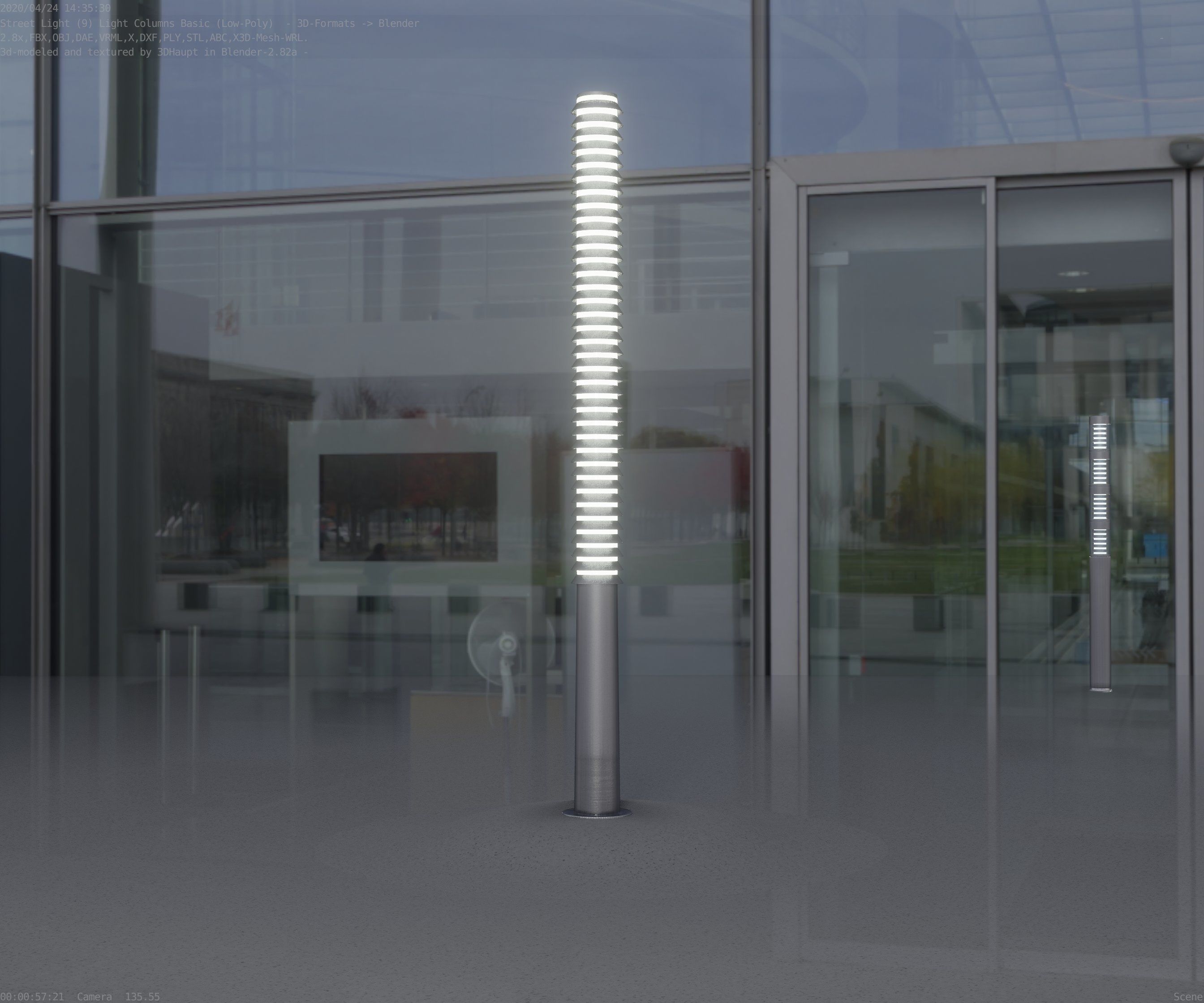 Low-Poly Basic Light Column 14 - Street Light Set-9 Low-poly 3D model_87