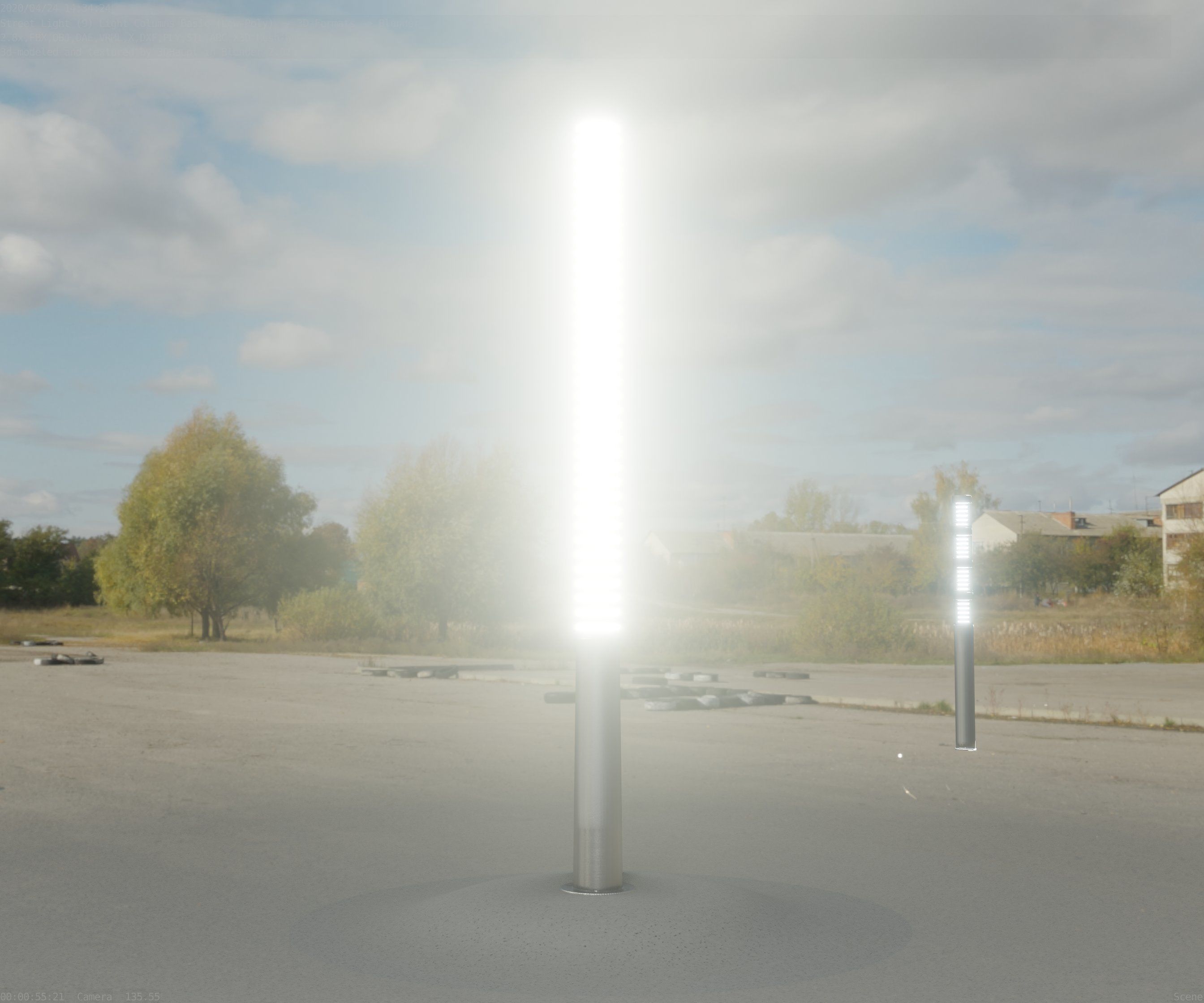 Low-Poly Basic Light Column 14 - Street Light Set-9 Low-poly 3D model_50