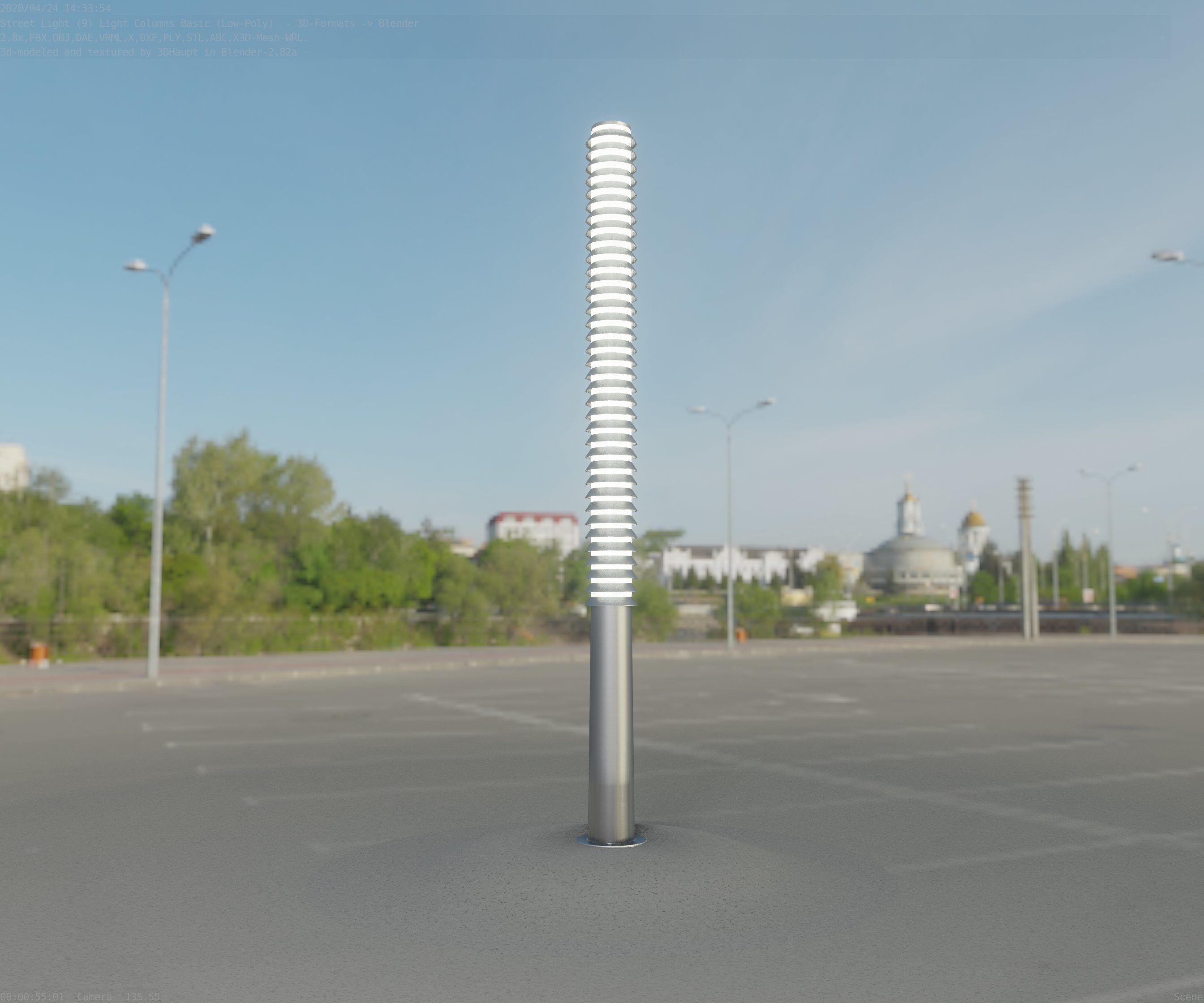Low-Poly Basic Light Column 14 - Street Light Set-9 Low-poly 3D model_30