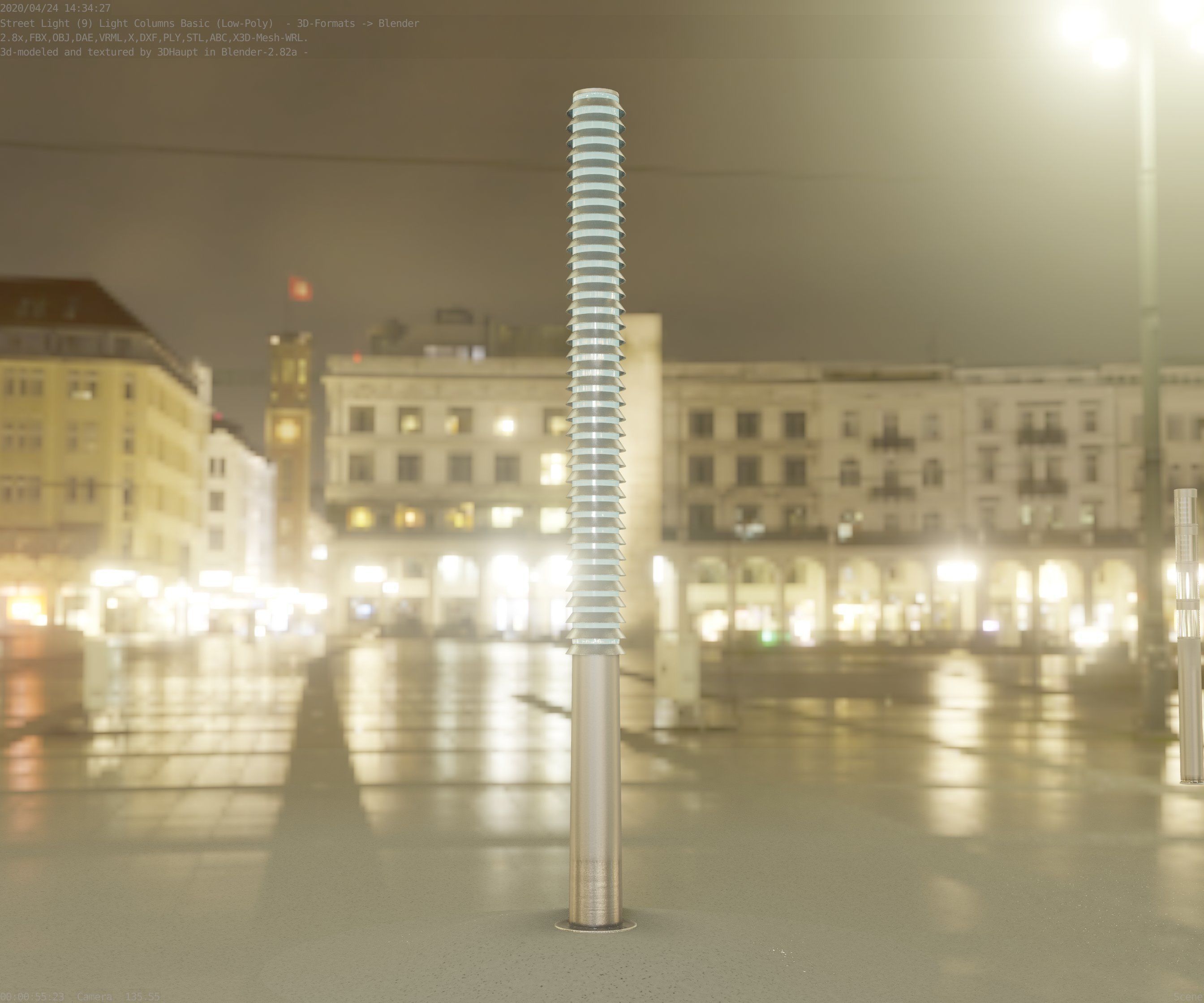 Low-Poly Basic Light Column 14 - Street Light Set-9 Low-poly 3D model_52