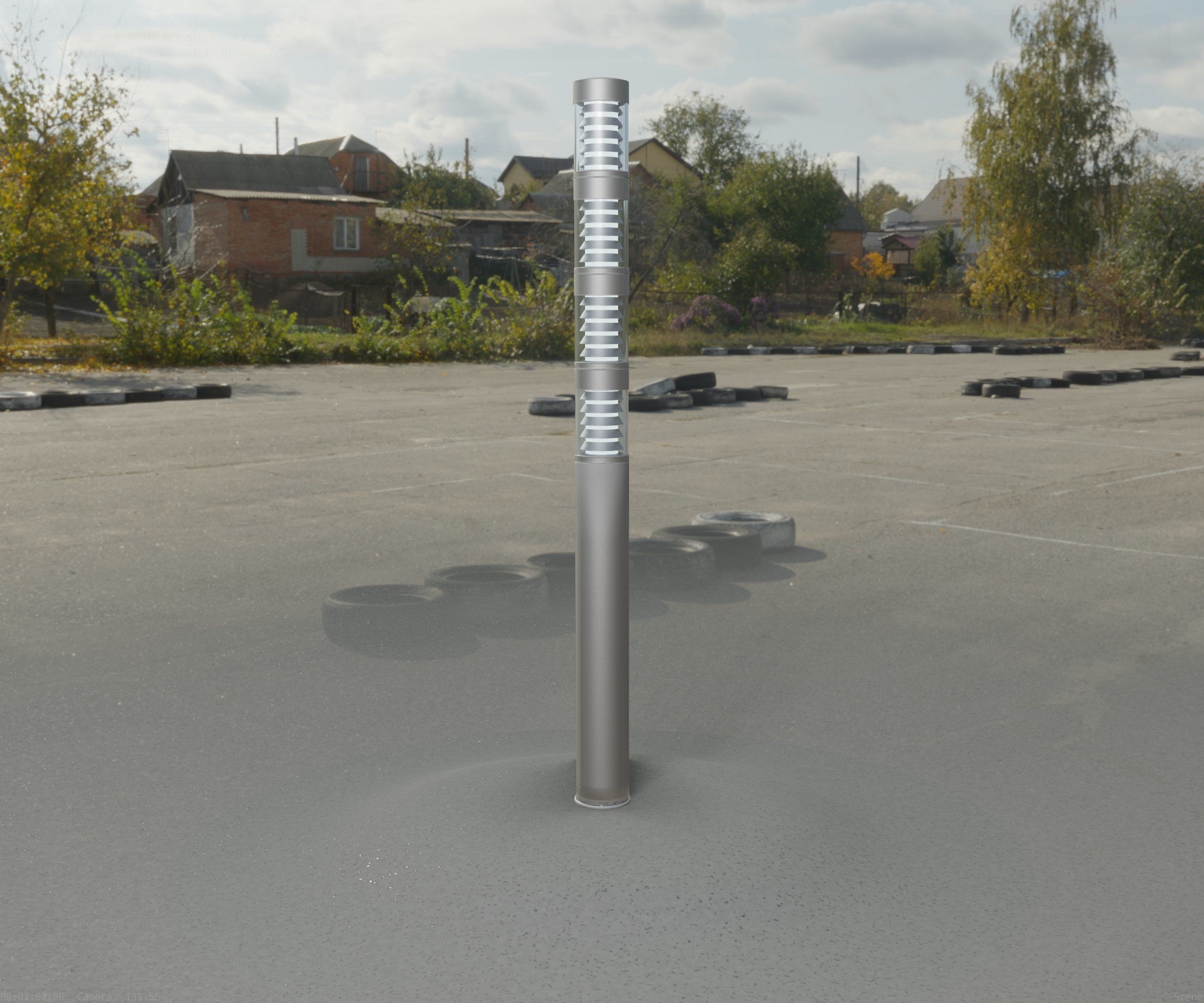 Low-Poly Basic Light Column 15 - Street Light Set-9 Low-poly 3D model_96