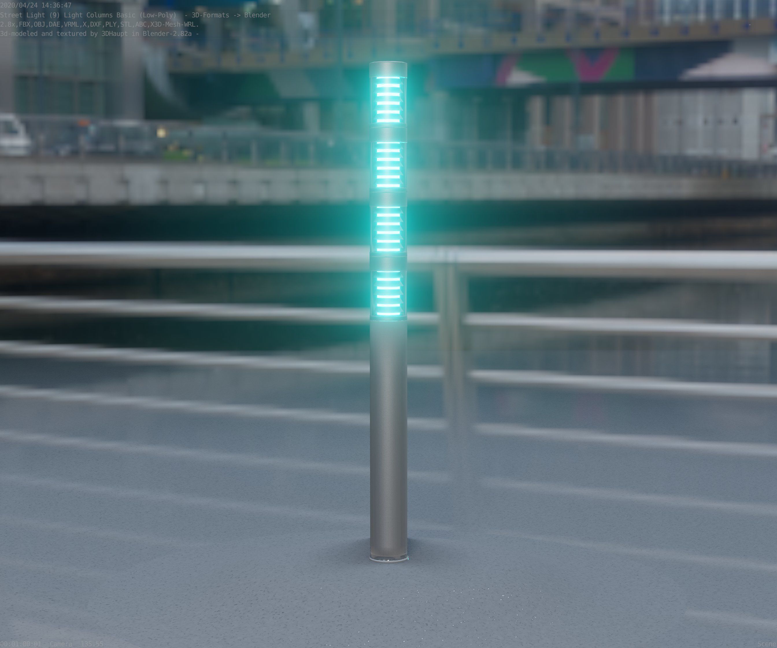 Low-Poly Basic Light Column 15 - Street Light Set-9 Low-poly 3D model_41
