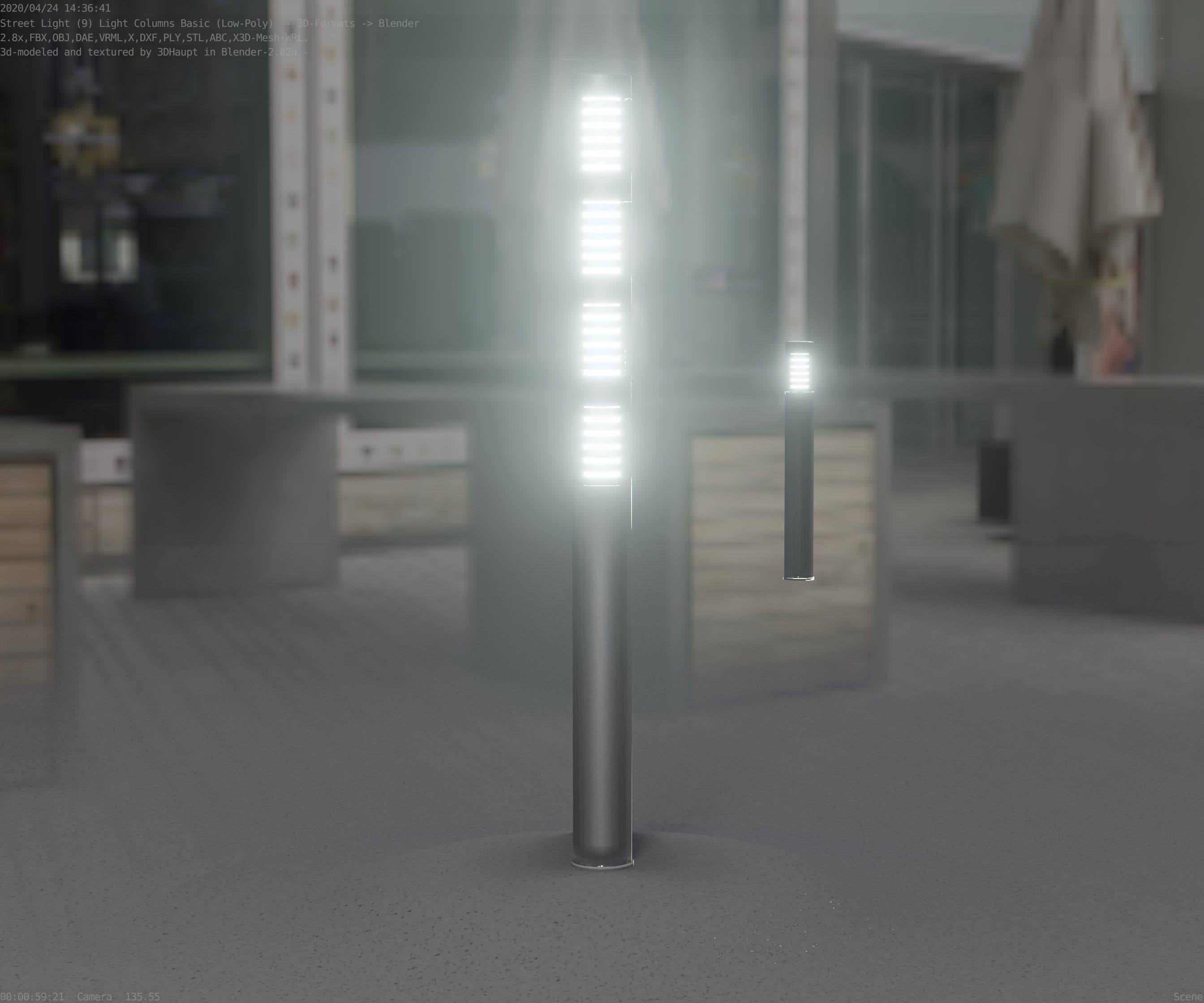Low-Poly Basic Light Column 15 - Street Light Set-9 Low-poly 3D model_37