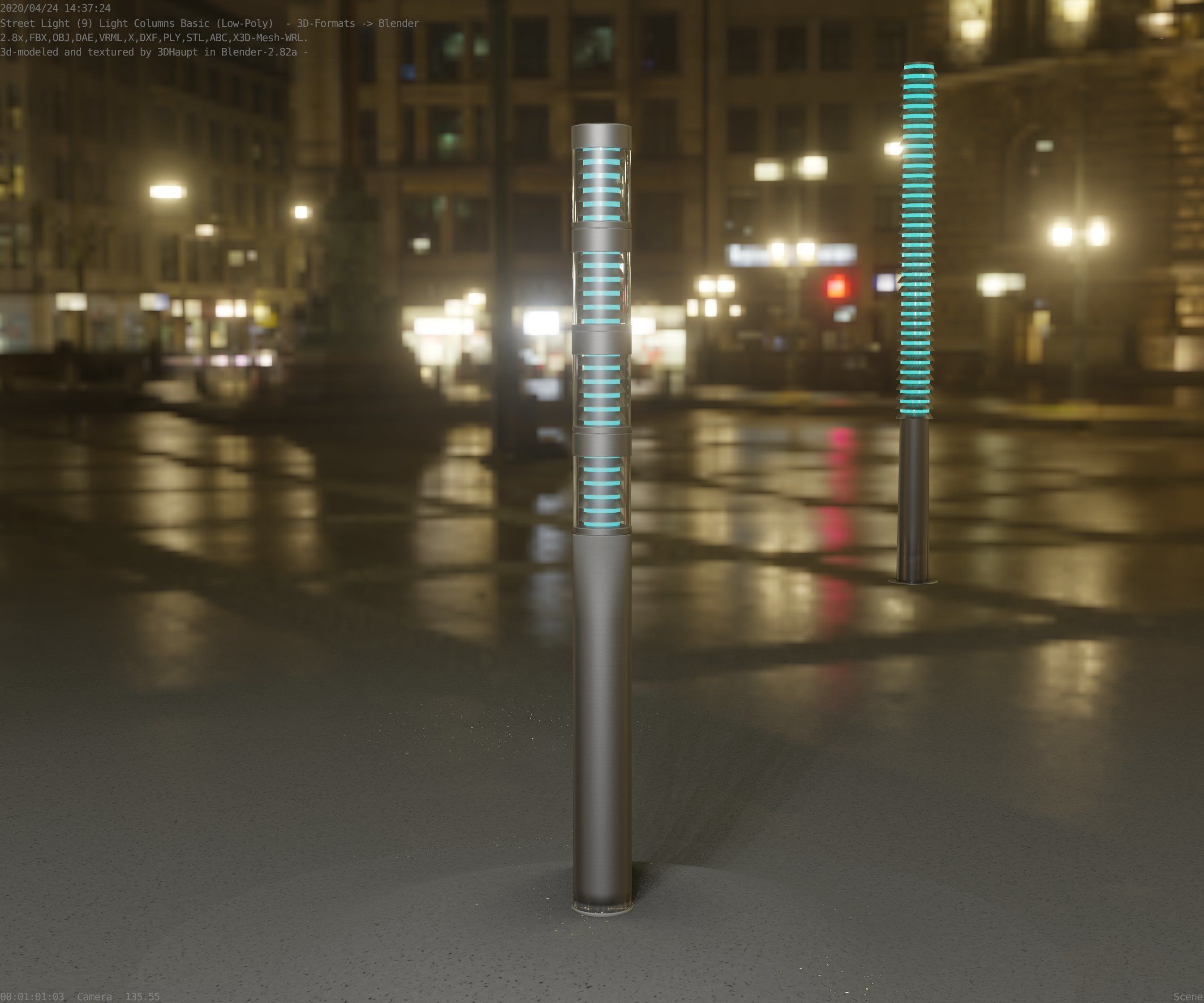 Low-Poly Basic Light Column 15 - Street Light Set-9 Low-poly 3D model_67