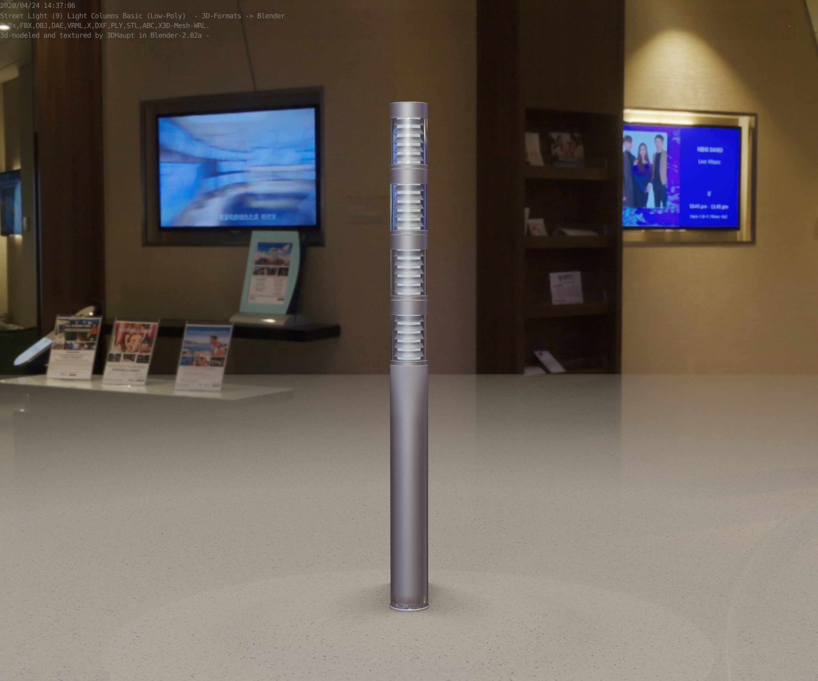 Low-Poly Basic Light Column 15 - Street Light Set-9 Low-poly 3D model_54