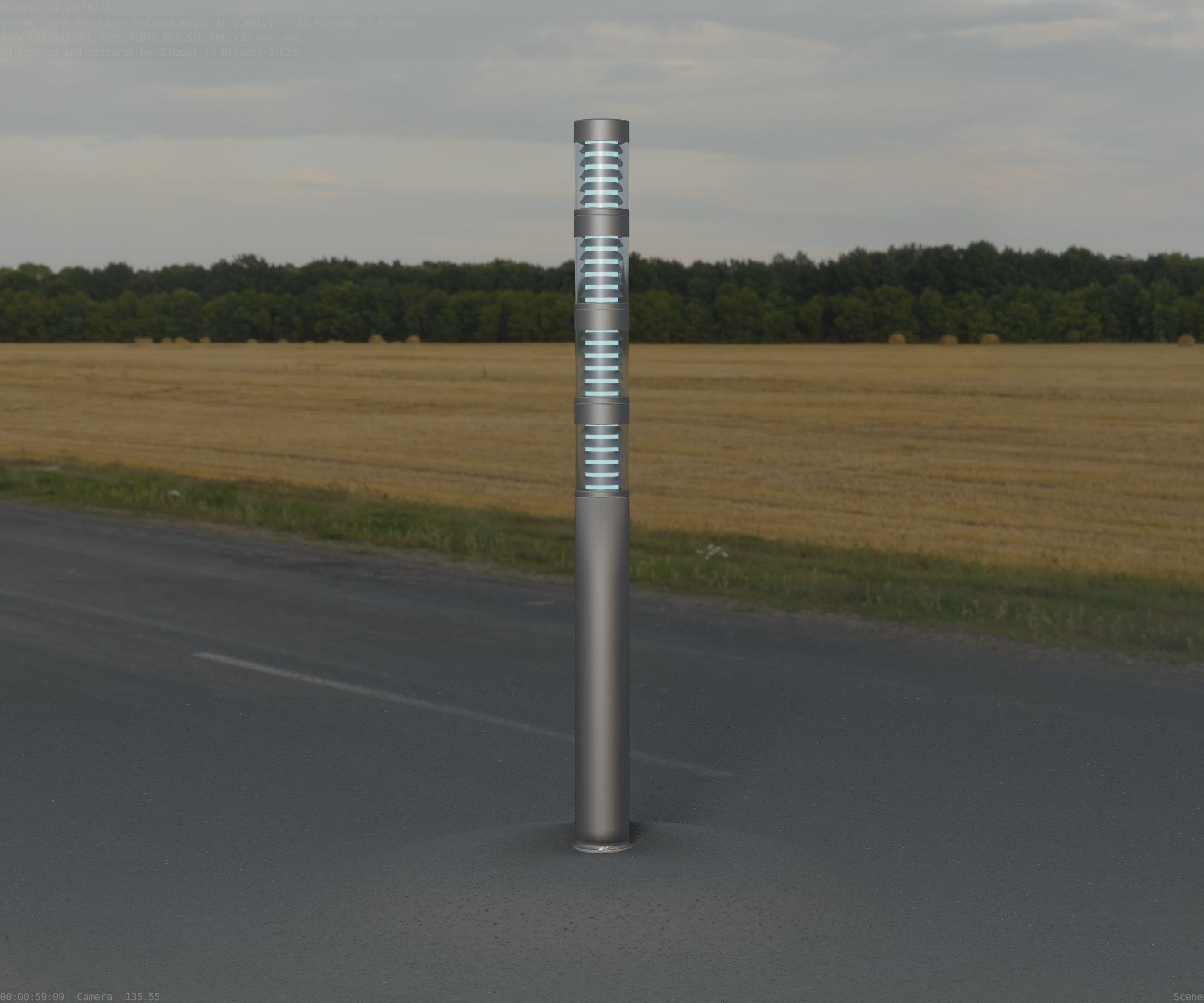 Low-Poly Basic Light Column 15 - Street Light Set-9 Low-poly 3D model_25