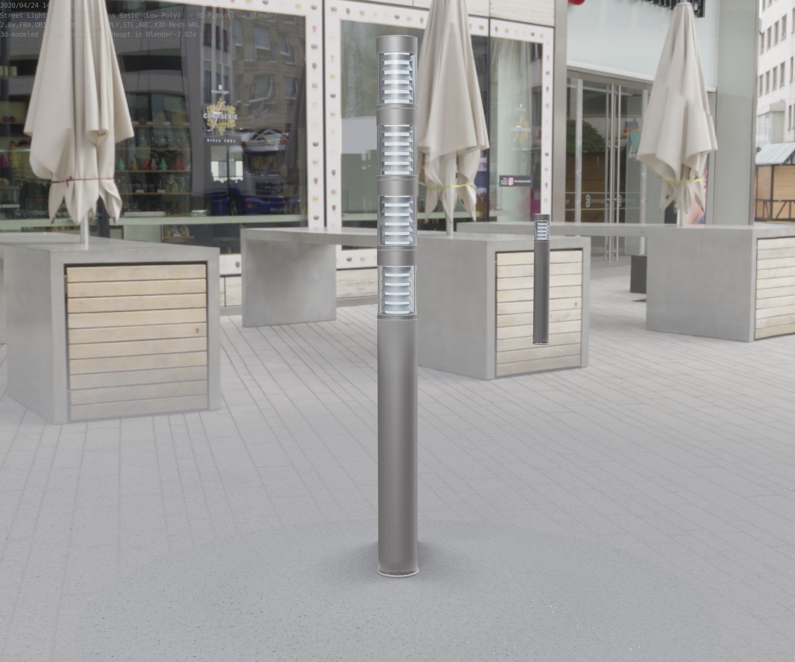 Low-Poly Basic Light Column 15 - Street Light Set-9 Low-poly 3D model_86