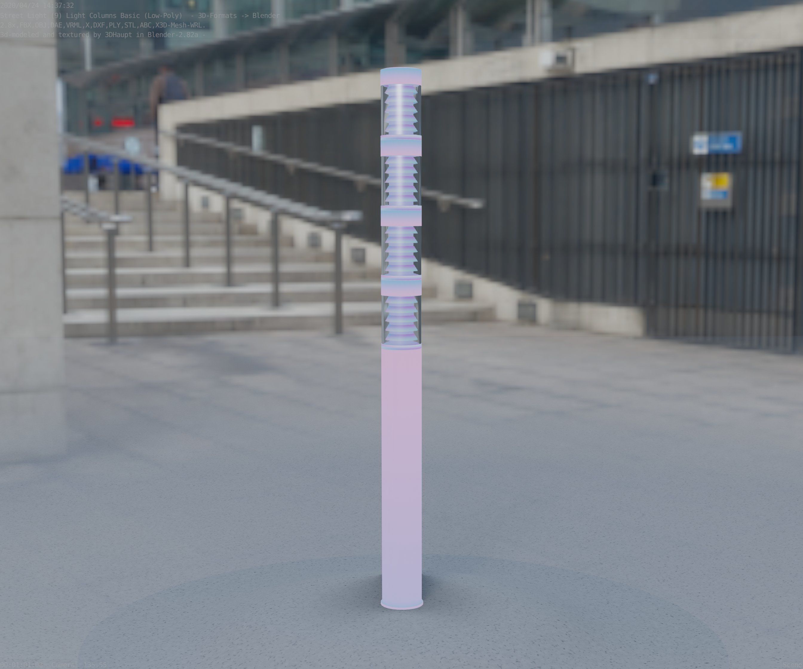 Low-Poly Basic Light Column 15 - Street Light Set-9 Low-poly 3D model_72