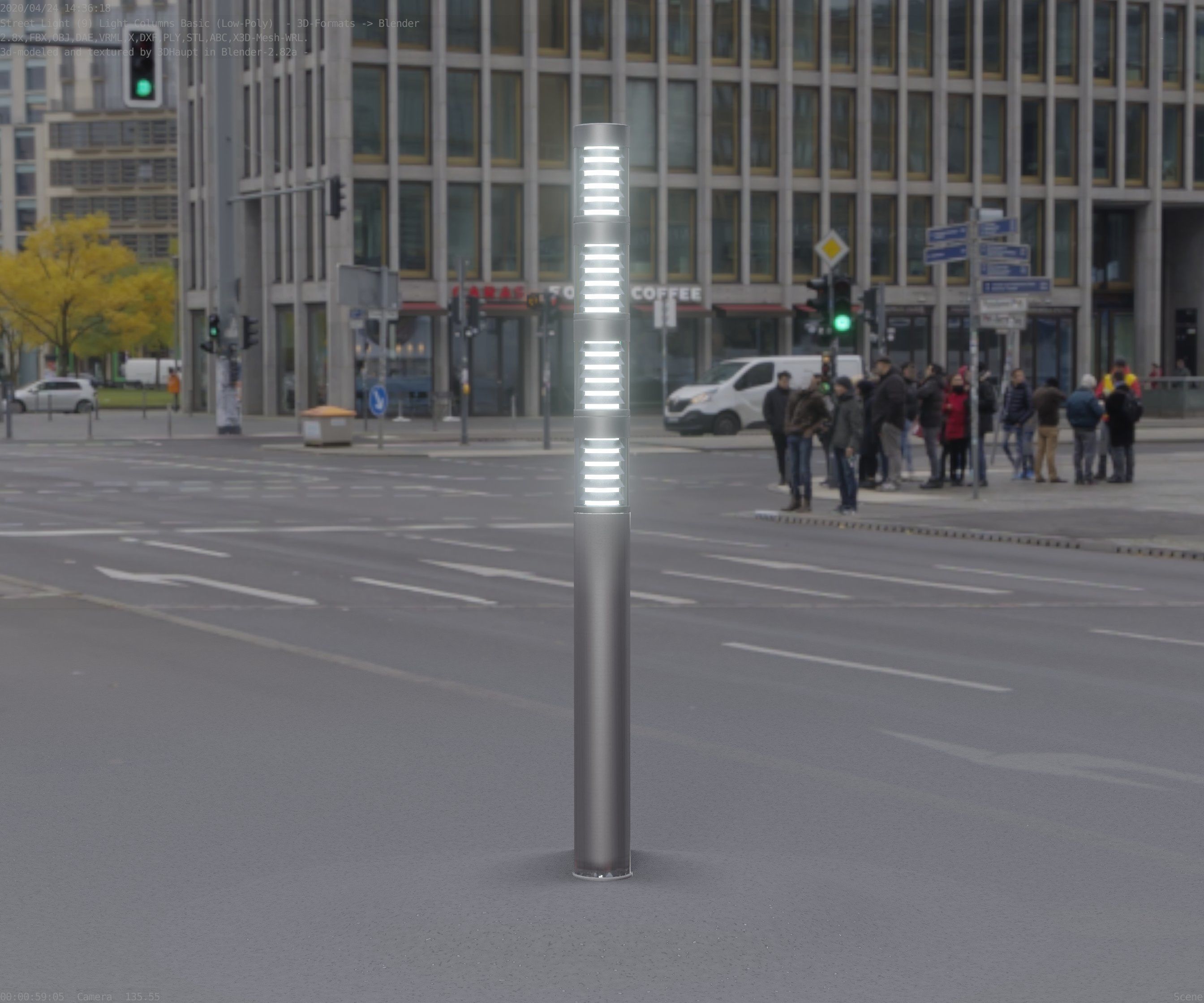 Low-Poly Basic Light Column 15 - Street Light Set-9 Low-poly 3D model_10