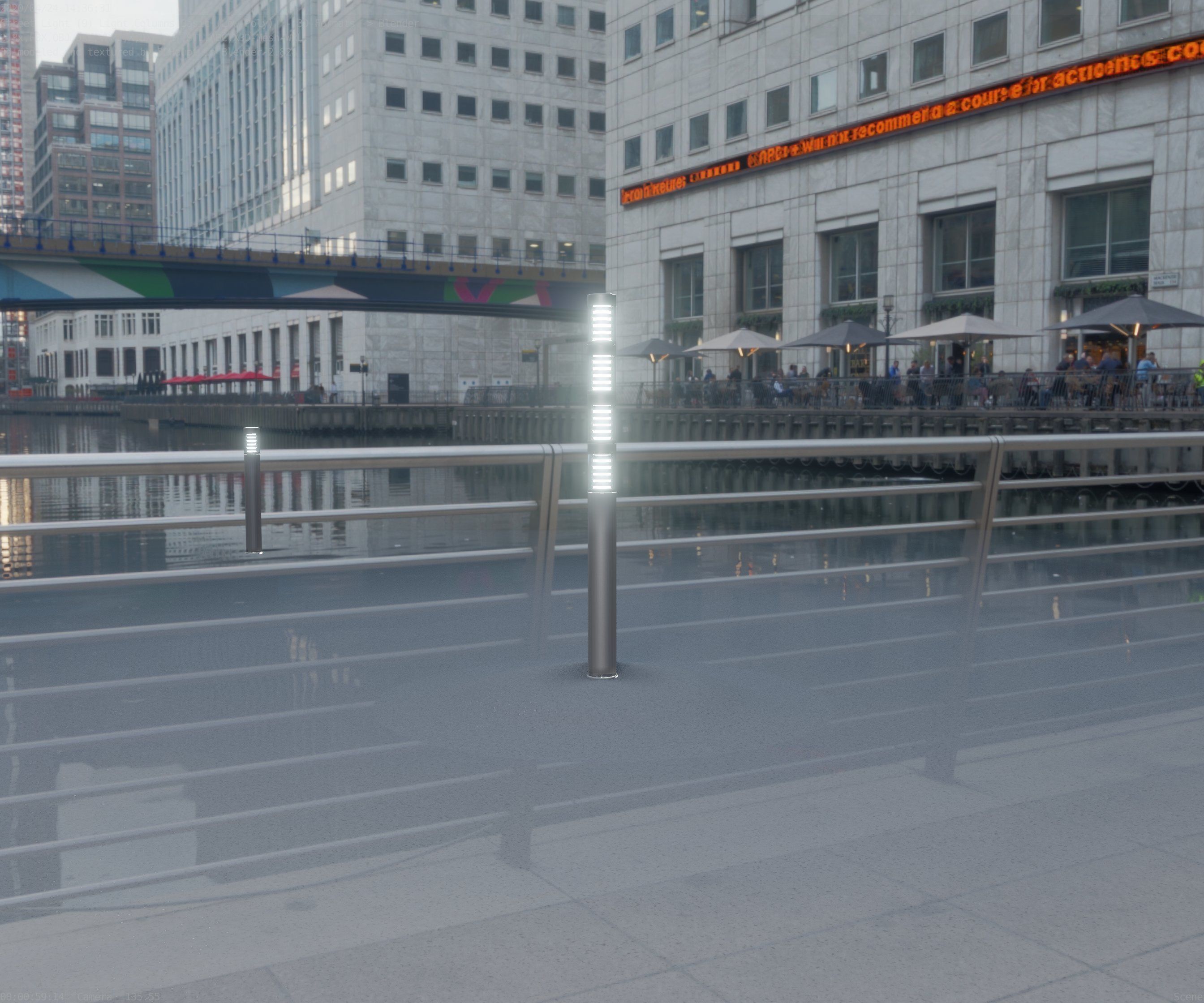 Low-Poly Basic Light Column 15 - Street Light Set-9 Low-poly 3D model_30
