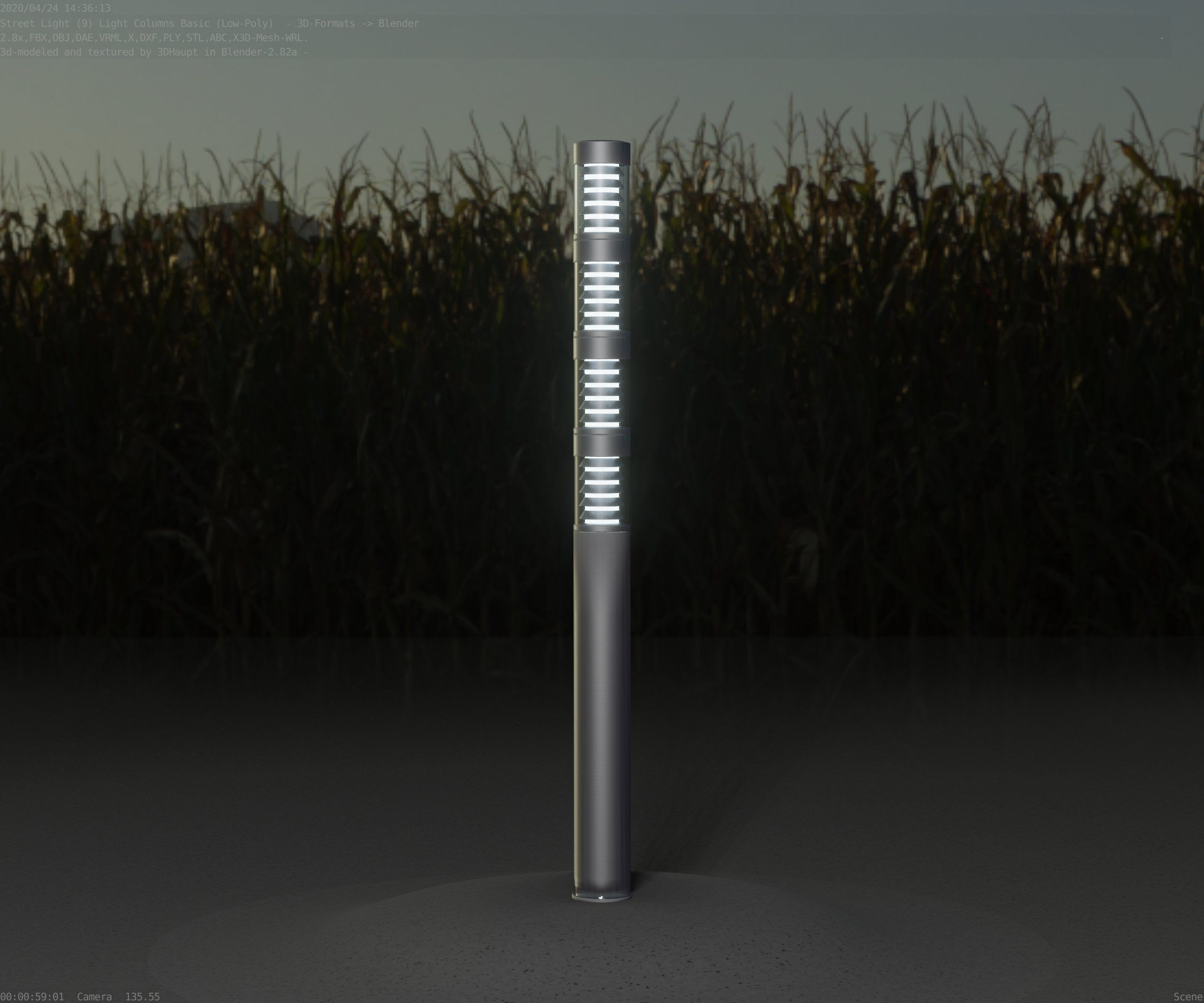 Low-Poly Basic Light Column 15 - Street Light Set-9 Low-poly 3D model_5