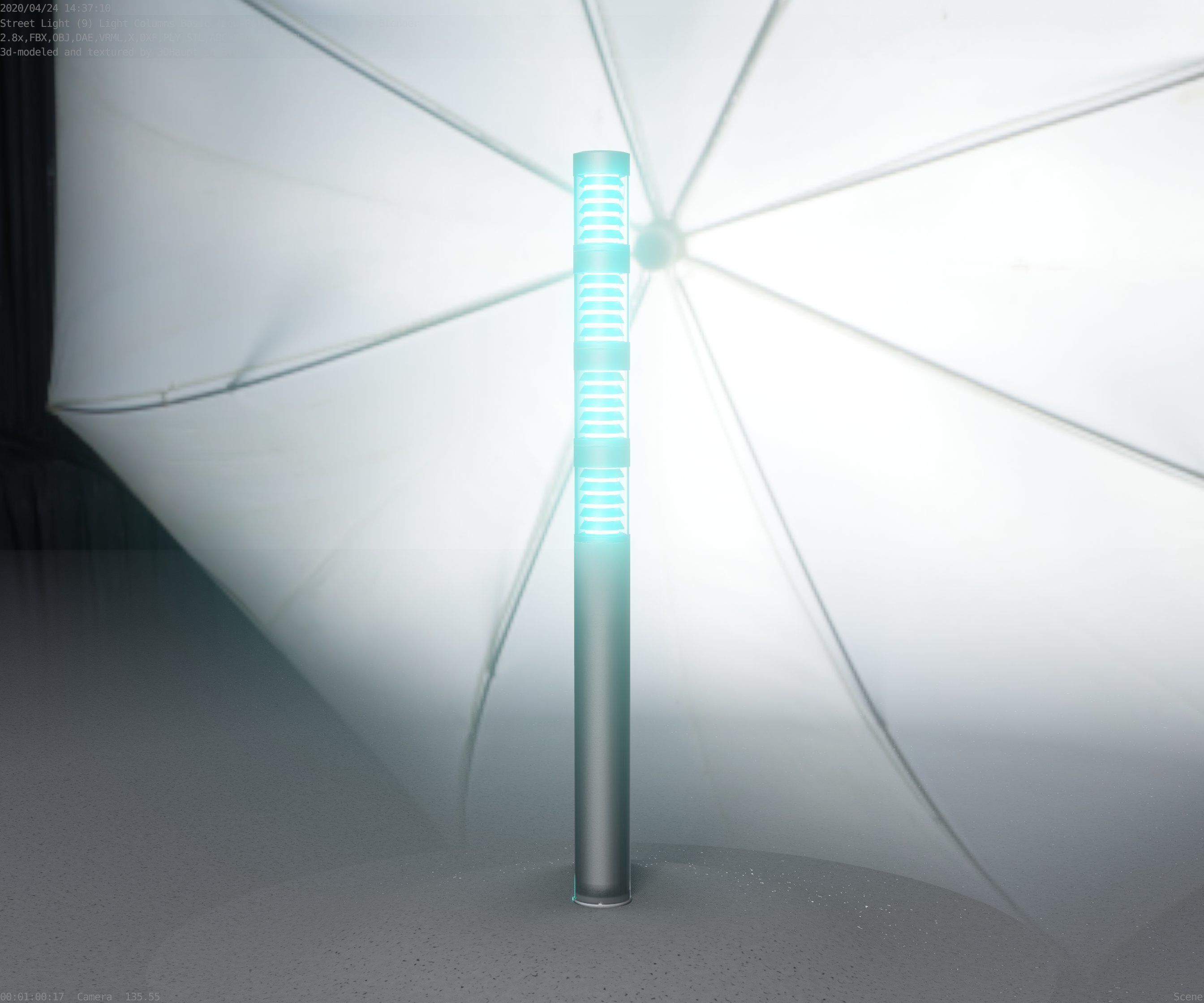 Low-Poly Basic Light Column 15 - Street Light Set-9 Low-poly 3D model_57