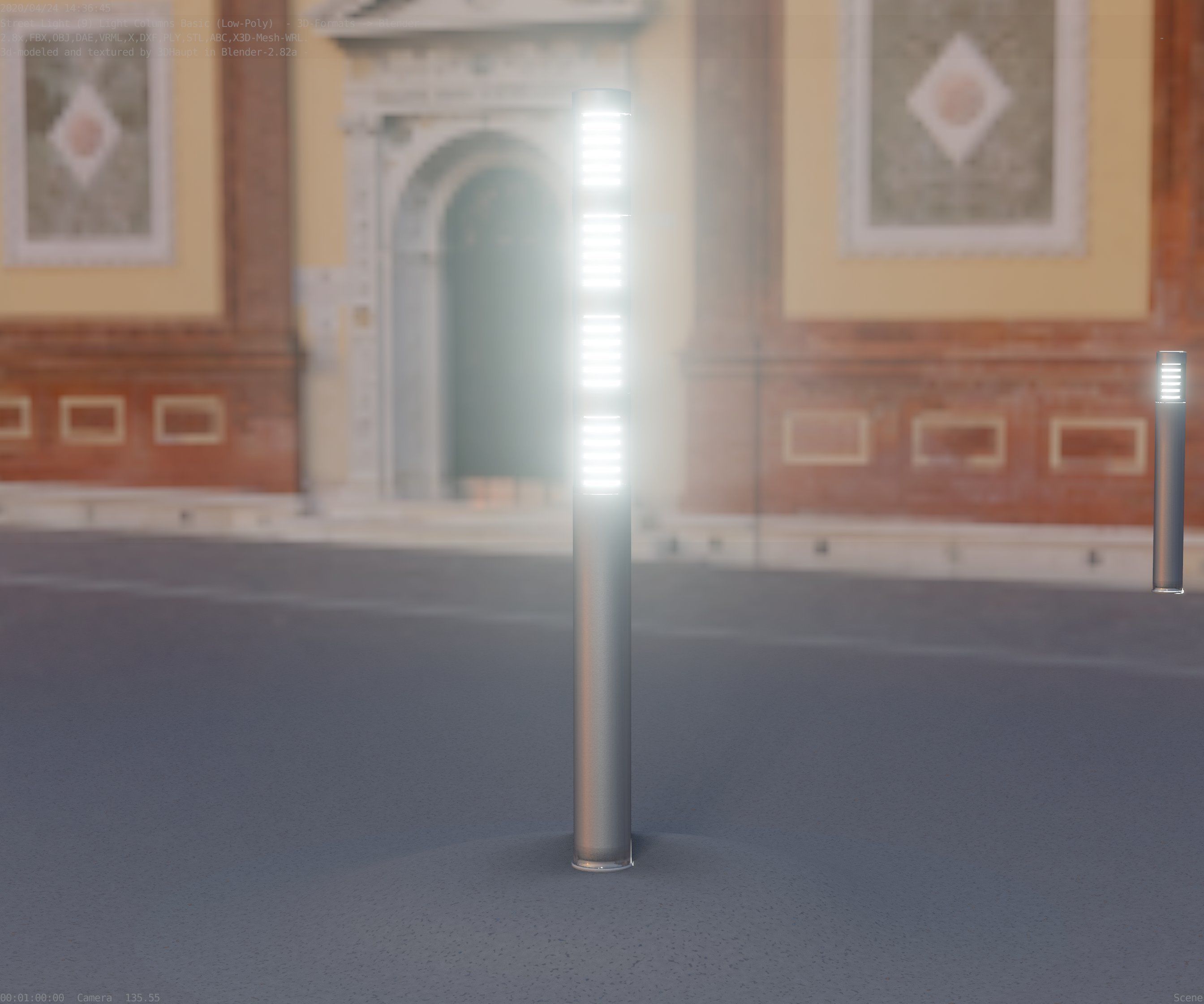 Low-Poly Basic Light Column 15 - Street Light Set-9 Low-poly 3D model_40