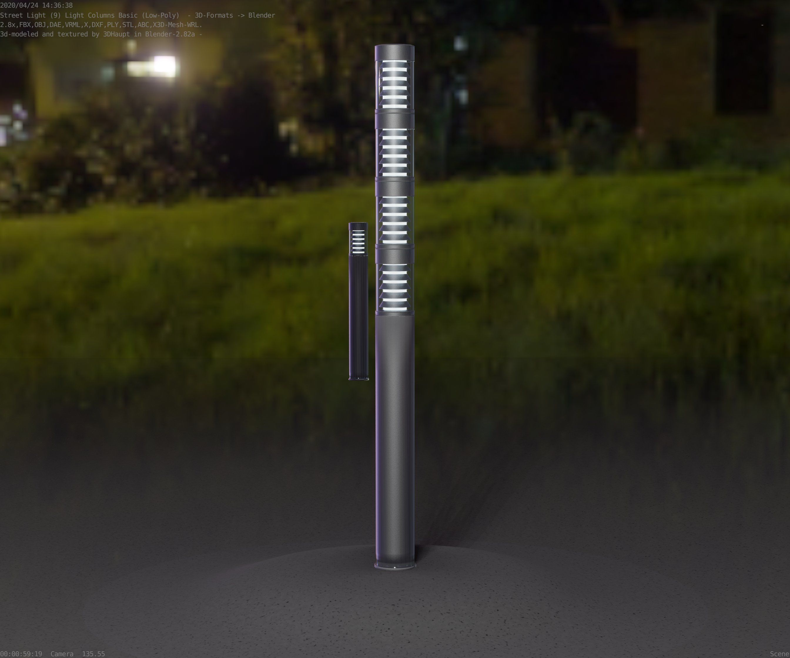 Low-Poly Basic Light Column 15 - Street Light Set-9 Low-poly 3D model_35