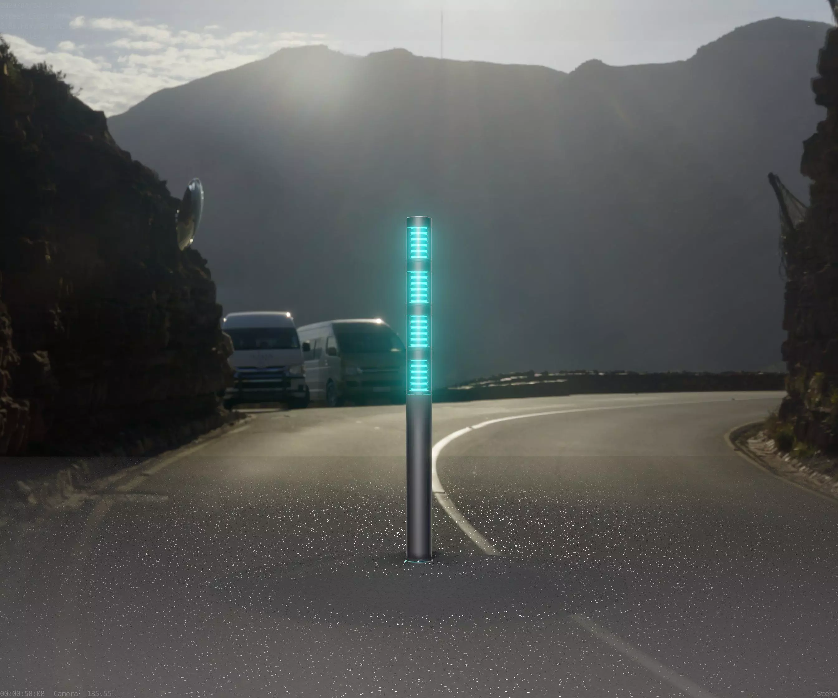 Low-Poly Basic Light Column 15 - Street Light Set-9 Low-poly 3D model_0