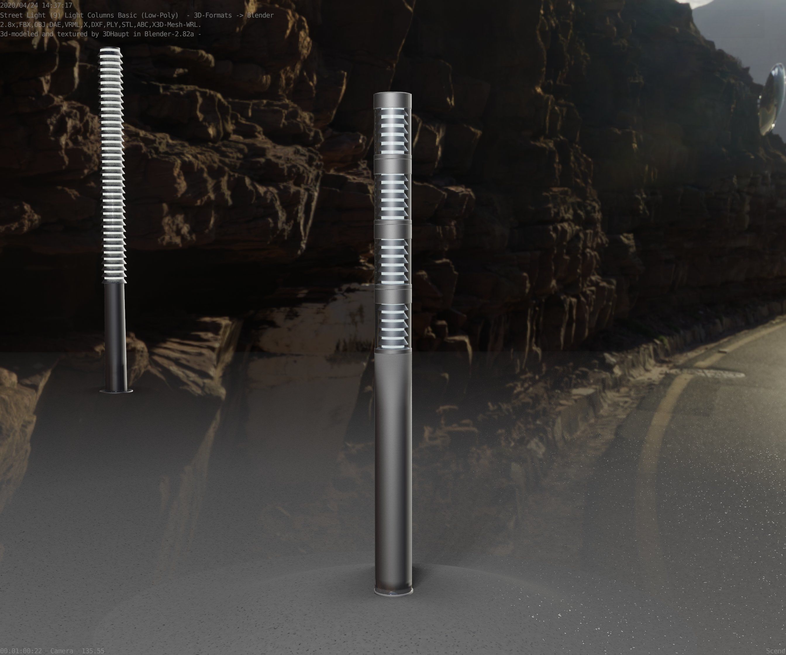 Low-Poly Basic Light Column 15 - Street Light Set-9 Low-poly 3D model_62