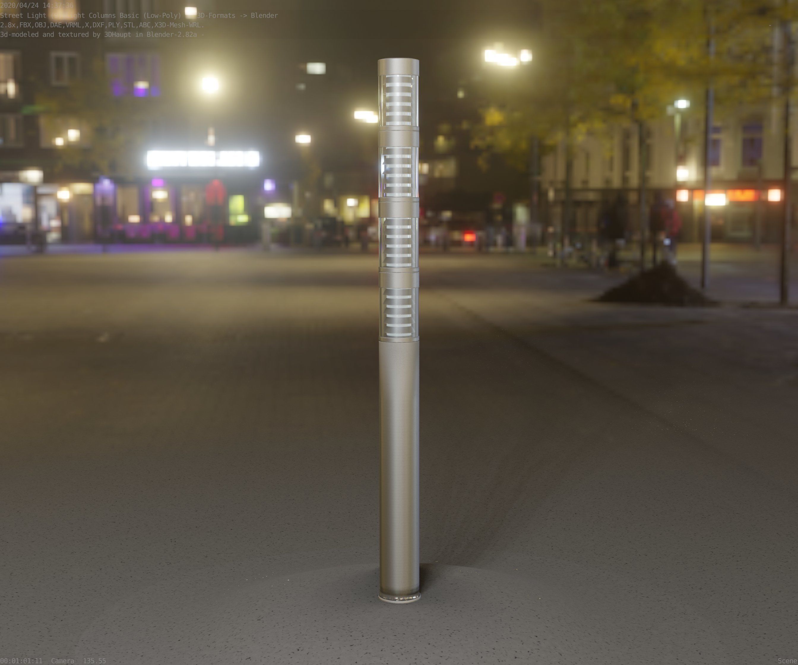 Low-Poly Basic Light Column 15 - Street Light Set-9 Low-poly 3D model_75