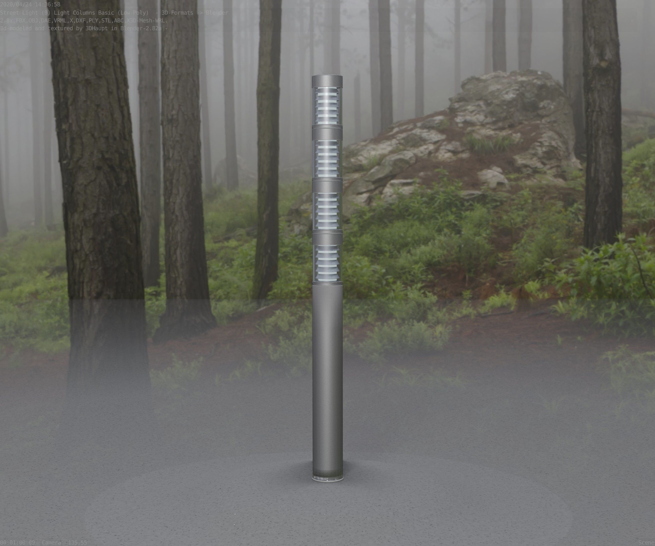 Low-Poly Basic Light Column 15 - Street Light Set-9 Low-poly 3D model_49